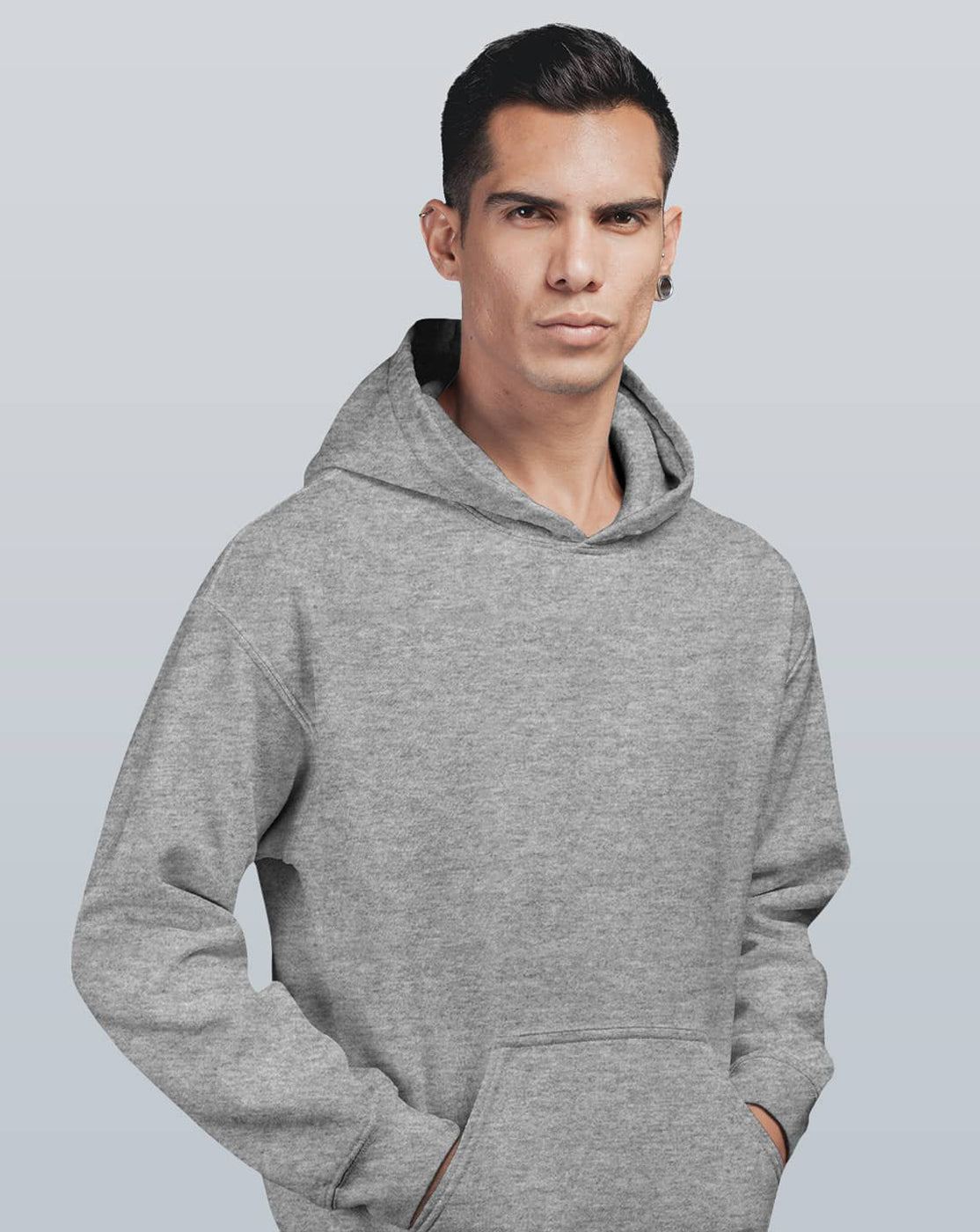 Basics - Mens Hoodie Grey Melange