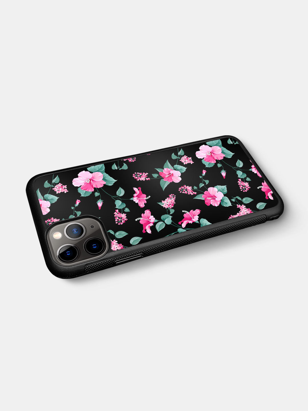 SK Hibiscus Blush Black - iPhone 11 Pro Max Bumper Cover