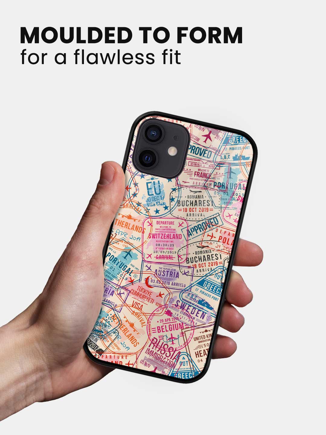 Immigration Stamps Beige - iPhone 12 Mini Glass Cover