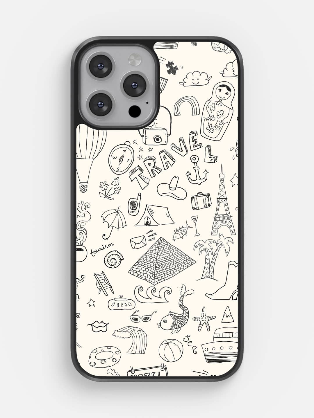 Travel Doodle White - iPhone 12 Pro Cover