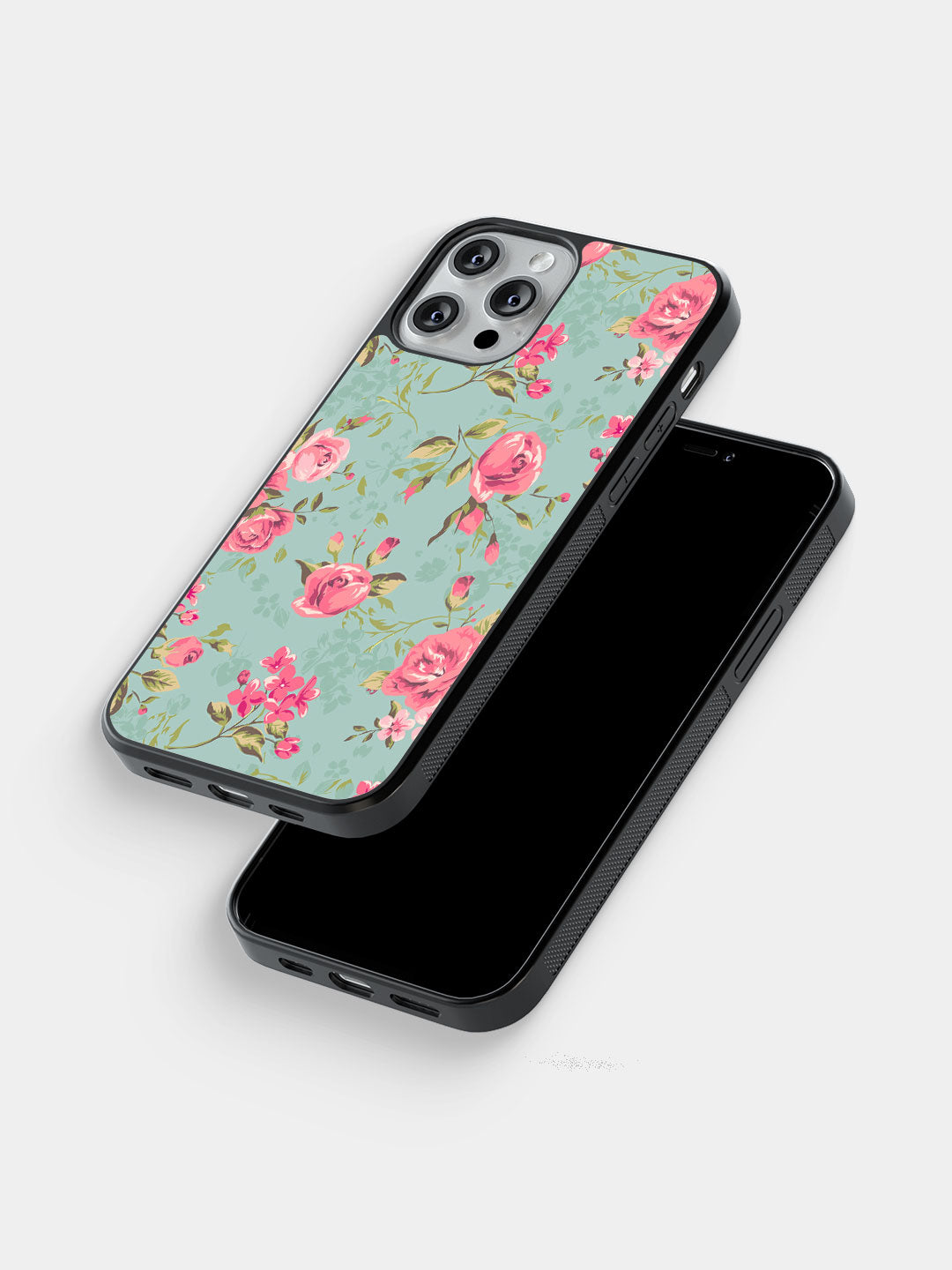 Teal Pink Flowers - iPhone 12 Pro Cover