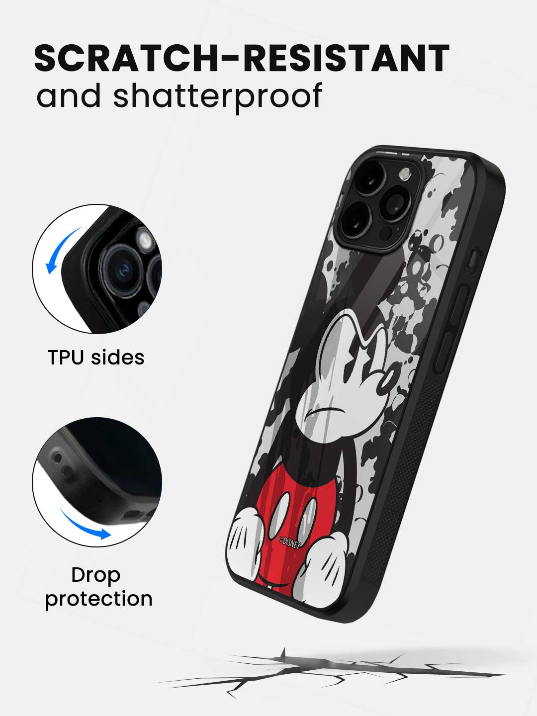 Grumpy Mickey - iPhone 12 Pro Glass Cover