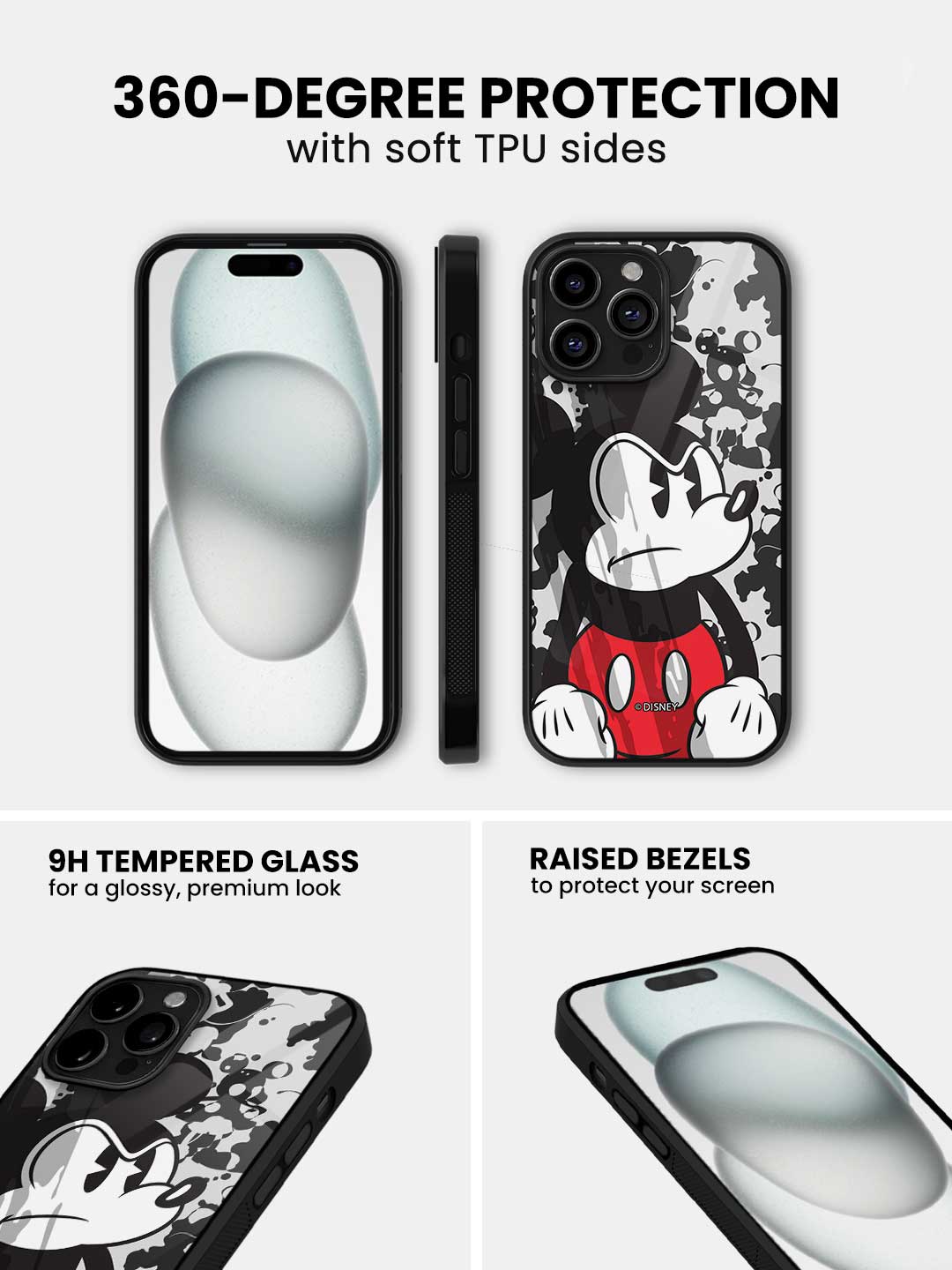 Grumpy Mickey - iPhone 12 Pro Glass Cover