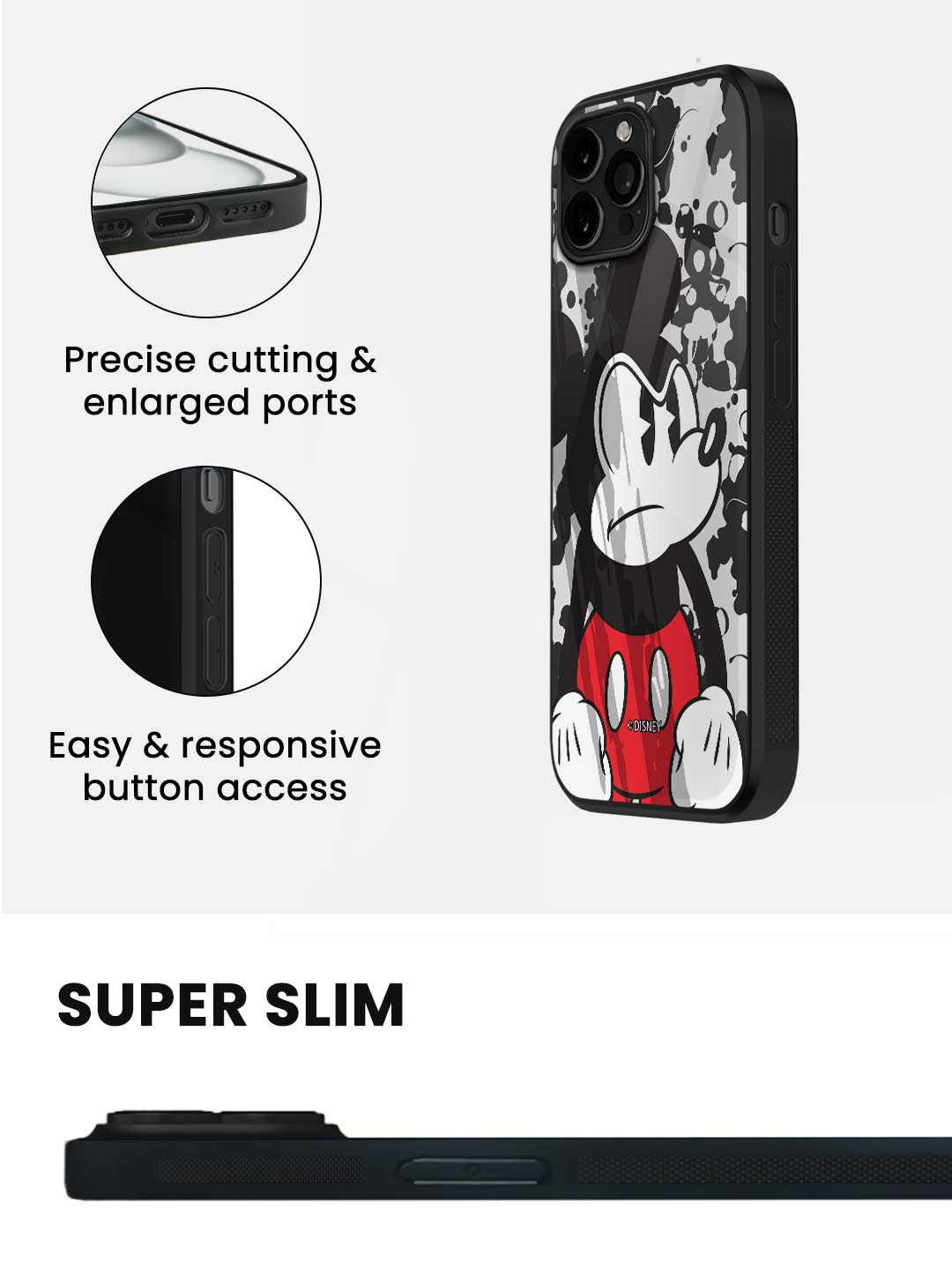 Grumpy Mickey - iPhone 12 Pro Glass Cover