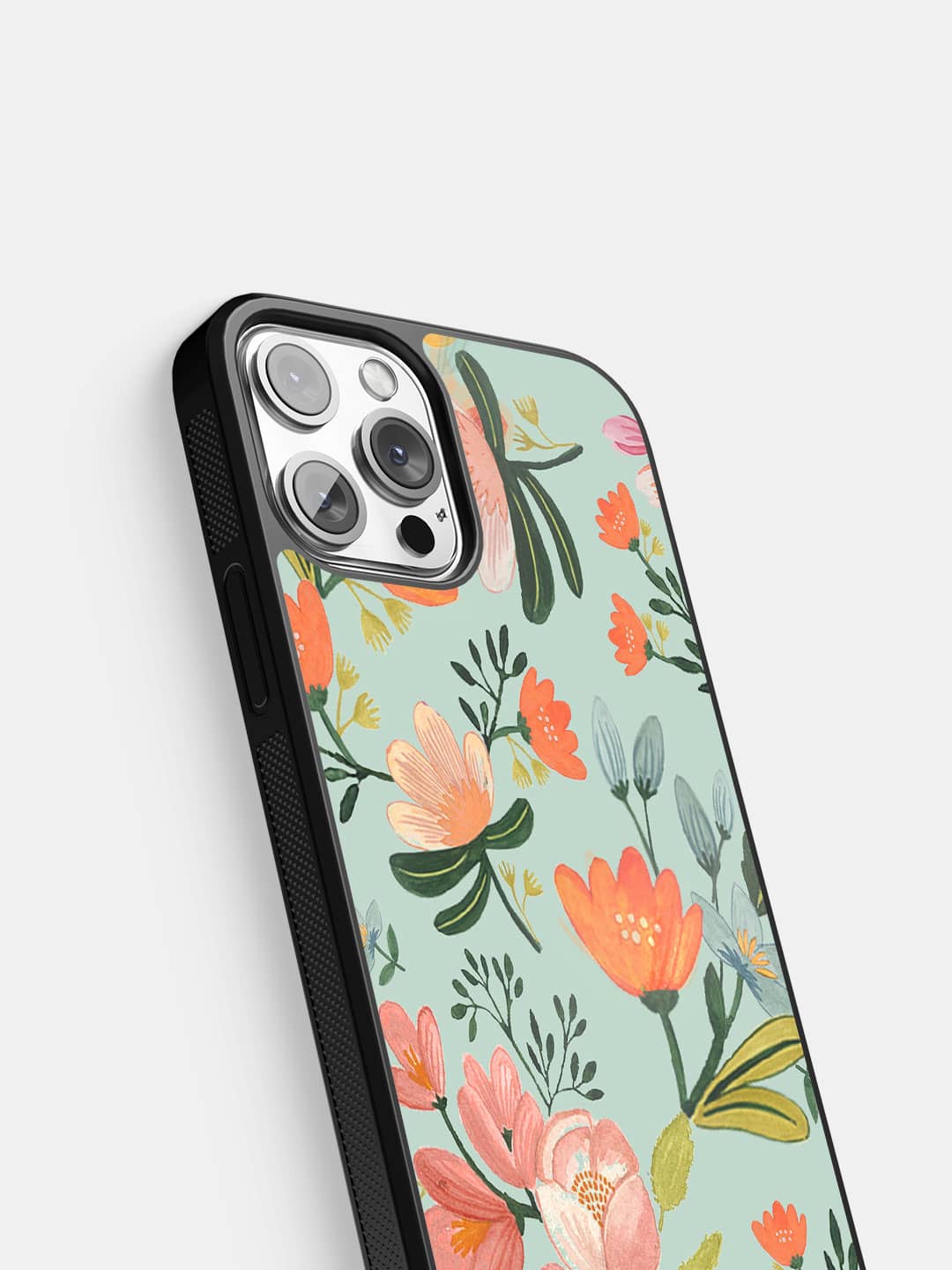 Payal Singhal Aqua Handpainted Flower - iPhone 13 Pro Max Bumper Cover