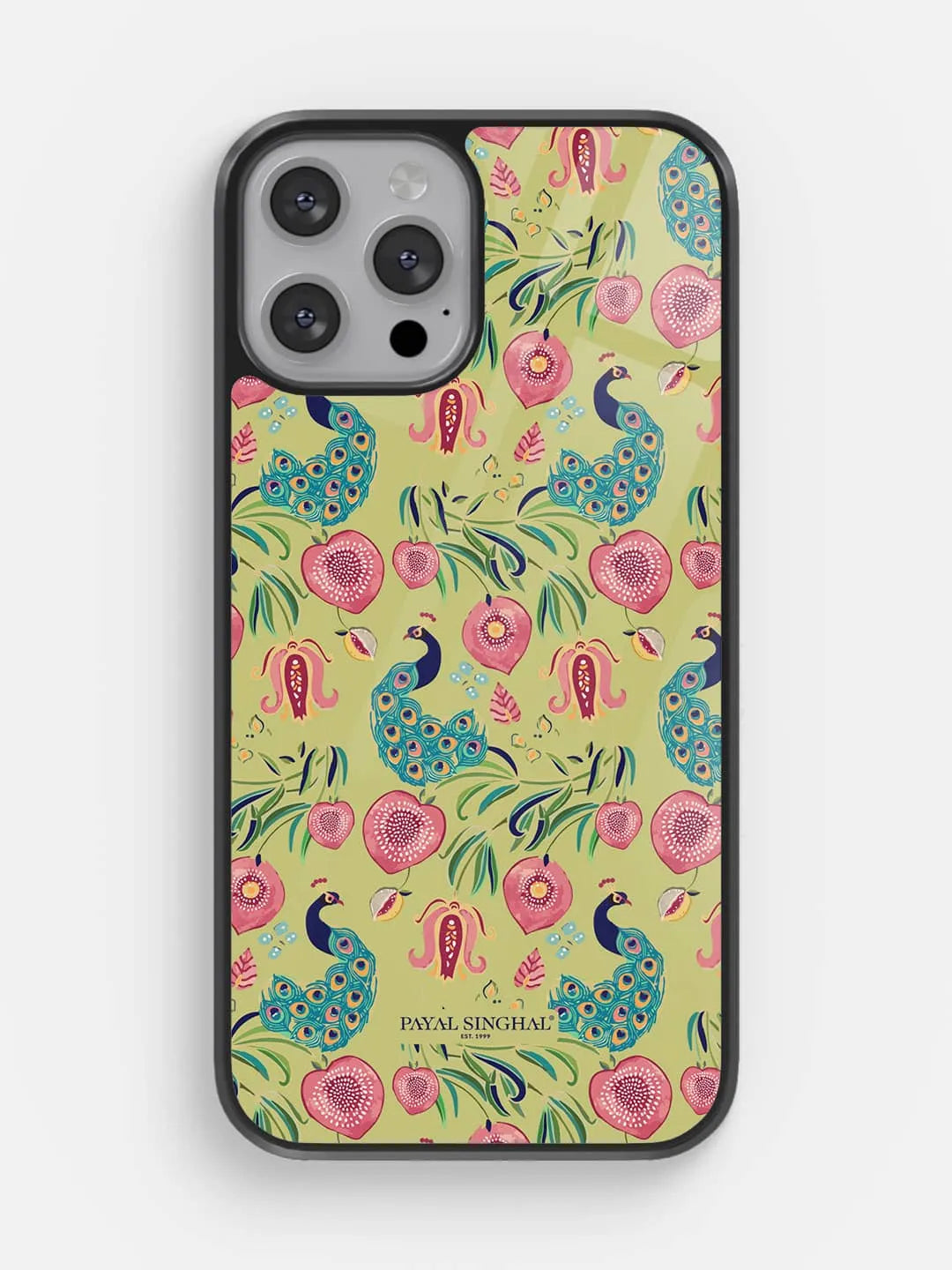 Payal Singhal Anaar and Mor Olive - iPhone 13 Pro Max Cover - Glass