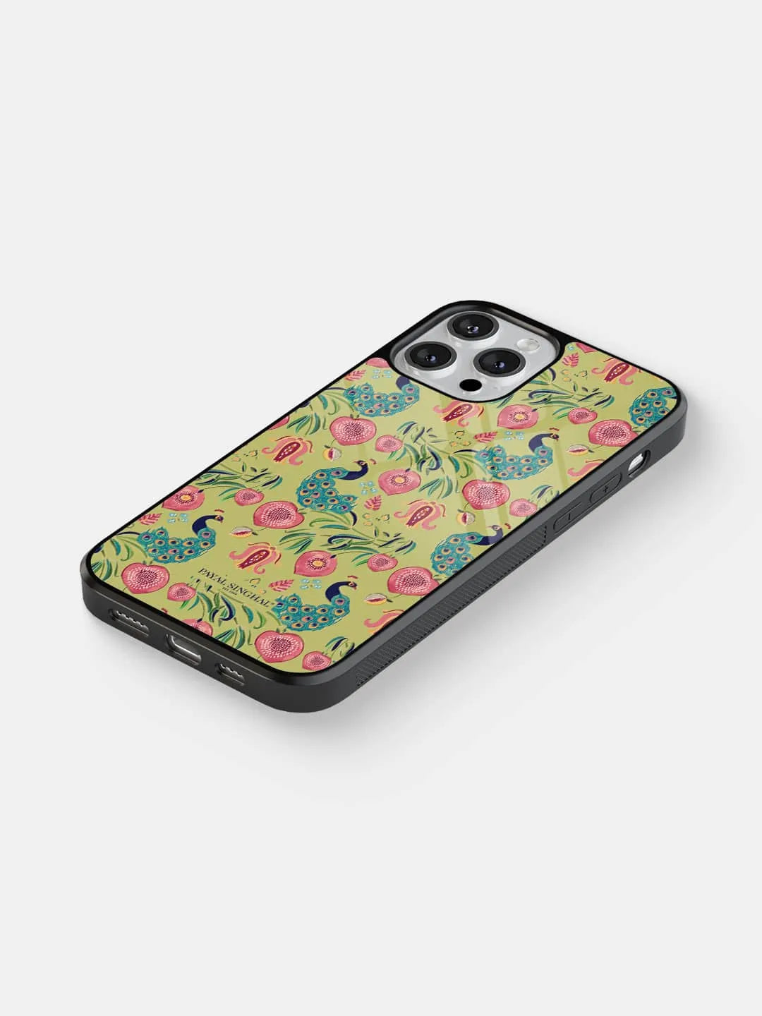 Payal Singhal Anaar and Mor Olive - iPhone 13 Pro Max Cover - Glass