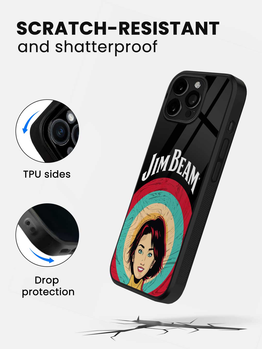 Jim Beam Character Black - iPhone 13 Pro Max Glass Cover