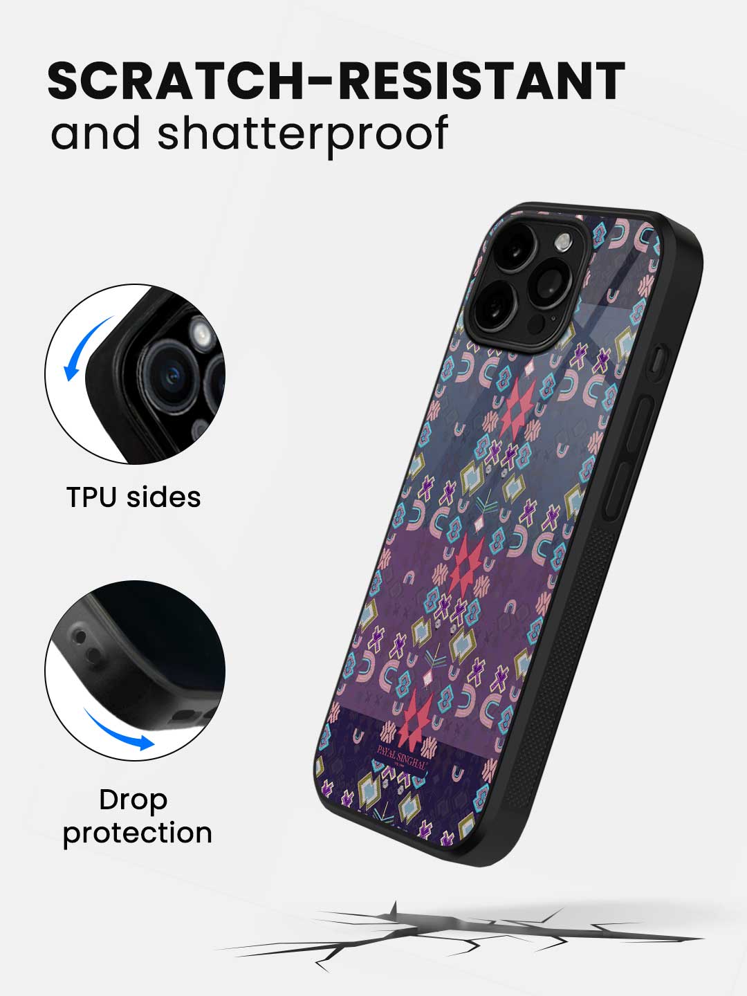 Payal Singhal Ikat Star Purple Small - iPhone 13 Pro Max Glass Cover