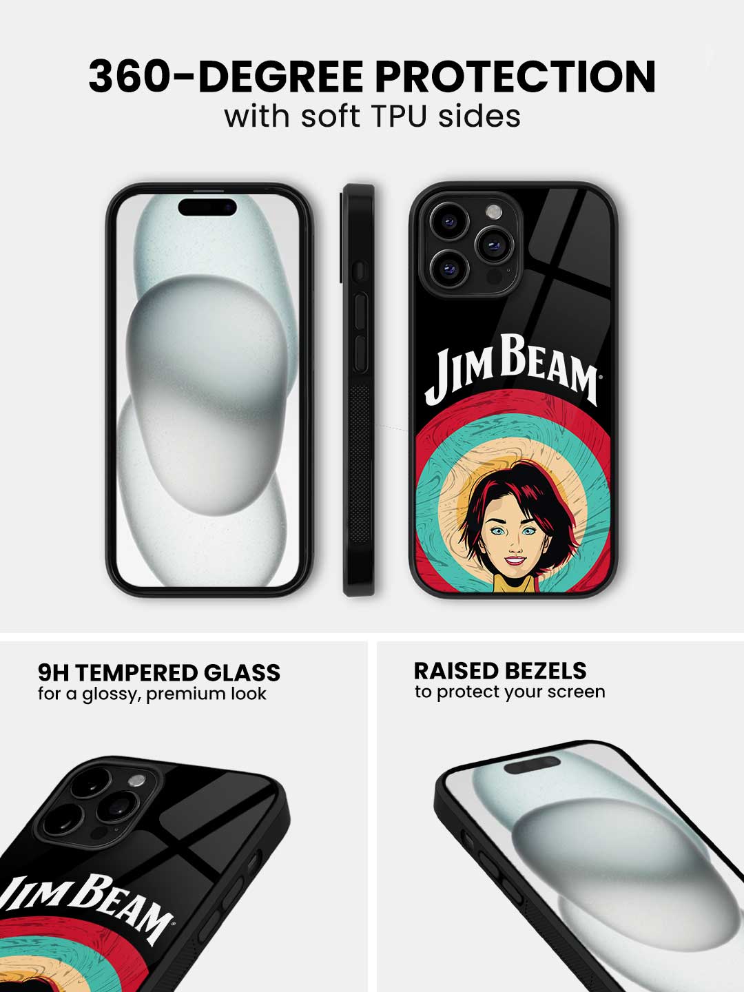 Jim Beam Character Black - iPhone 13 Pro Max Glass Cover