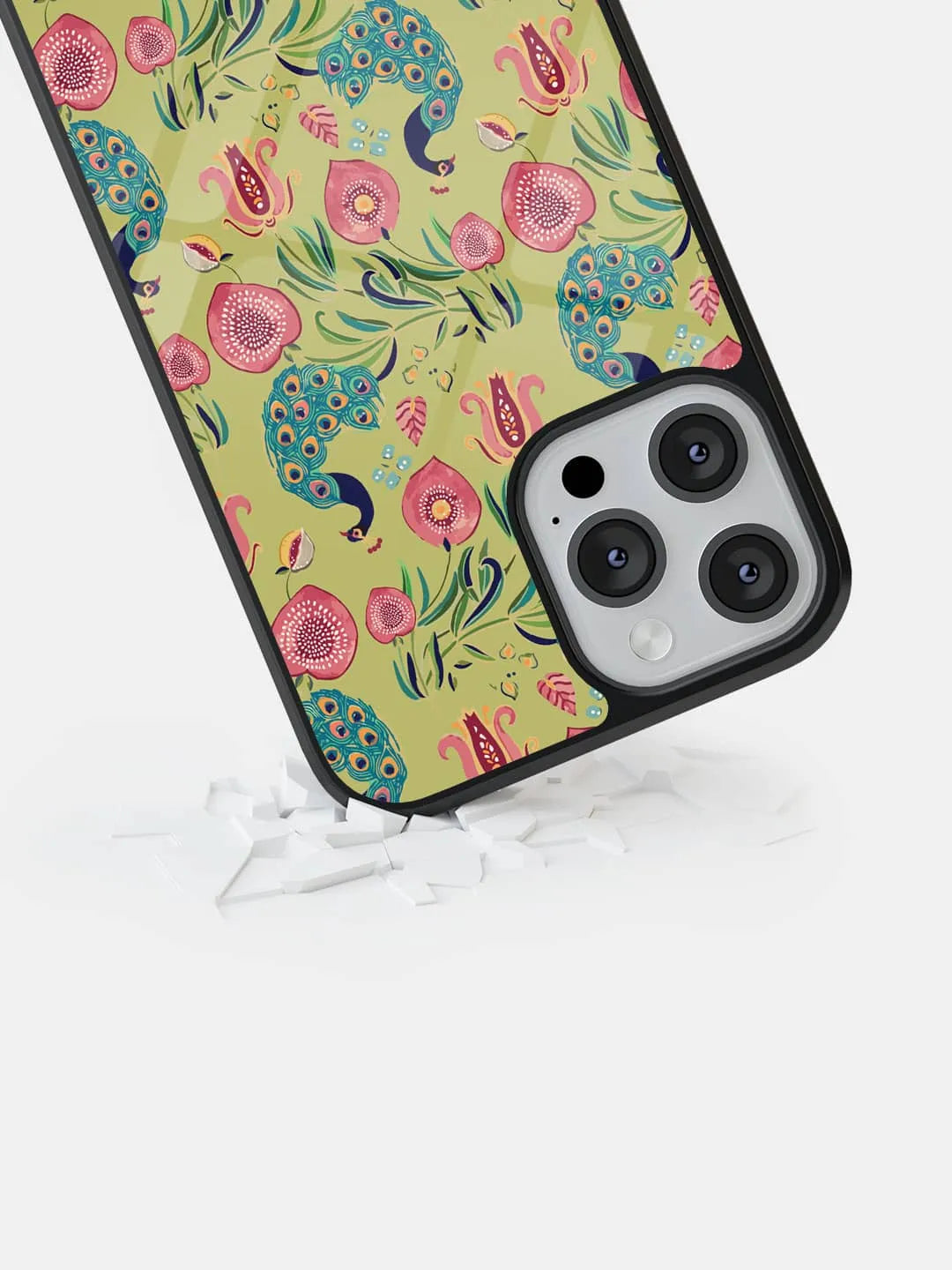 Payal Singhal Anaar and Mor Olive - iPhone 13 Pro Max Cover - Glass
