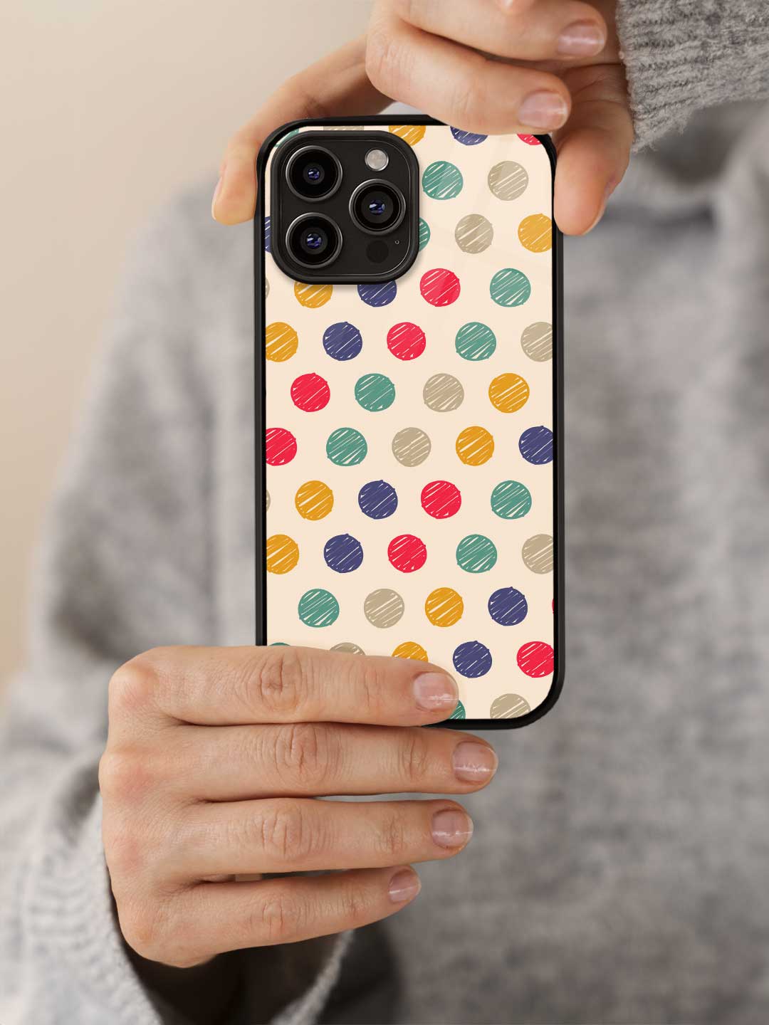 Polka Dot Scribbles - iPhone 13 Pro Max Glass Cover