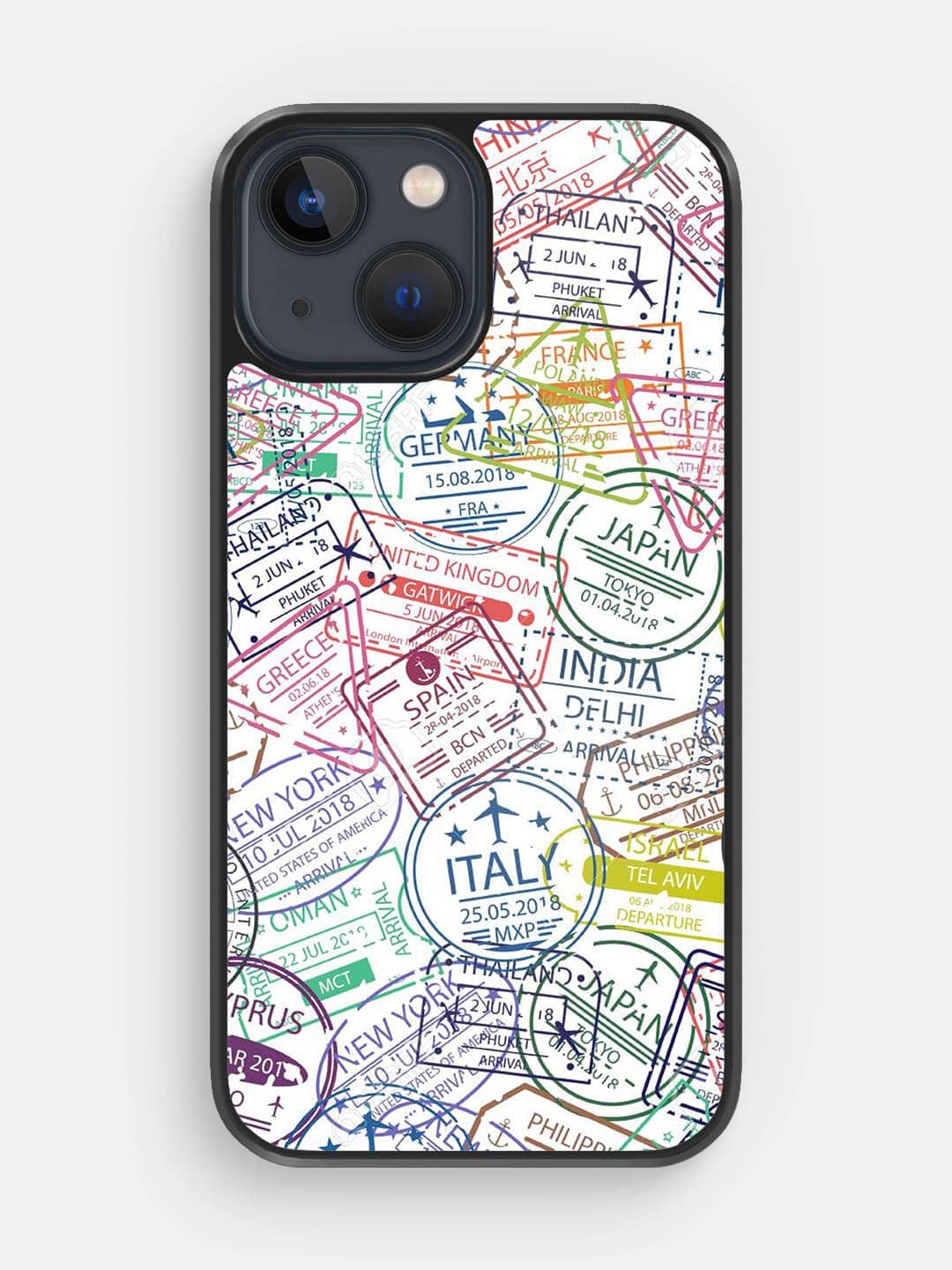 Immigration Stamps White - iPhone 13 Mini Cover