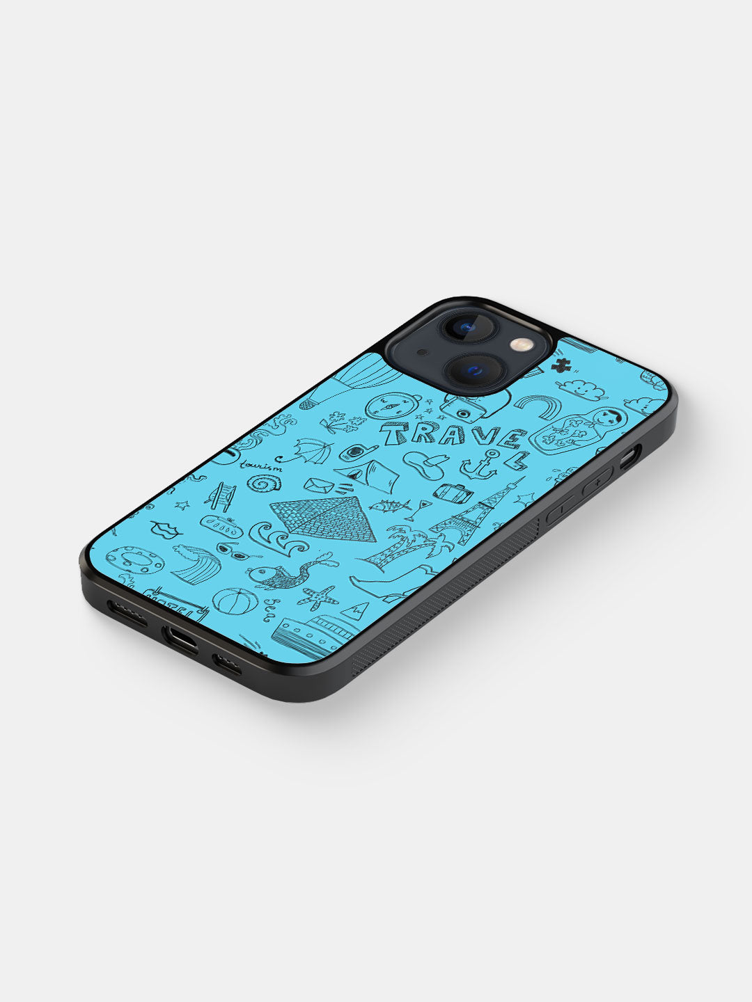 Travel Doodle Blue - iPhone 13 Mini Cover