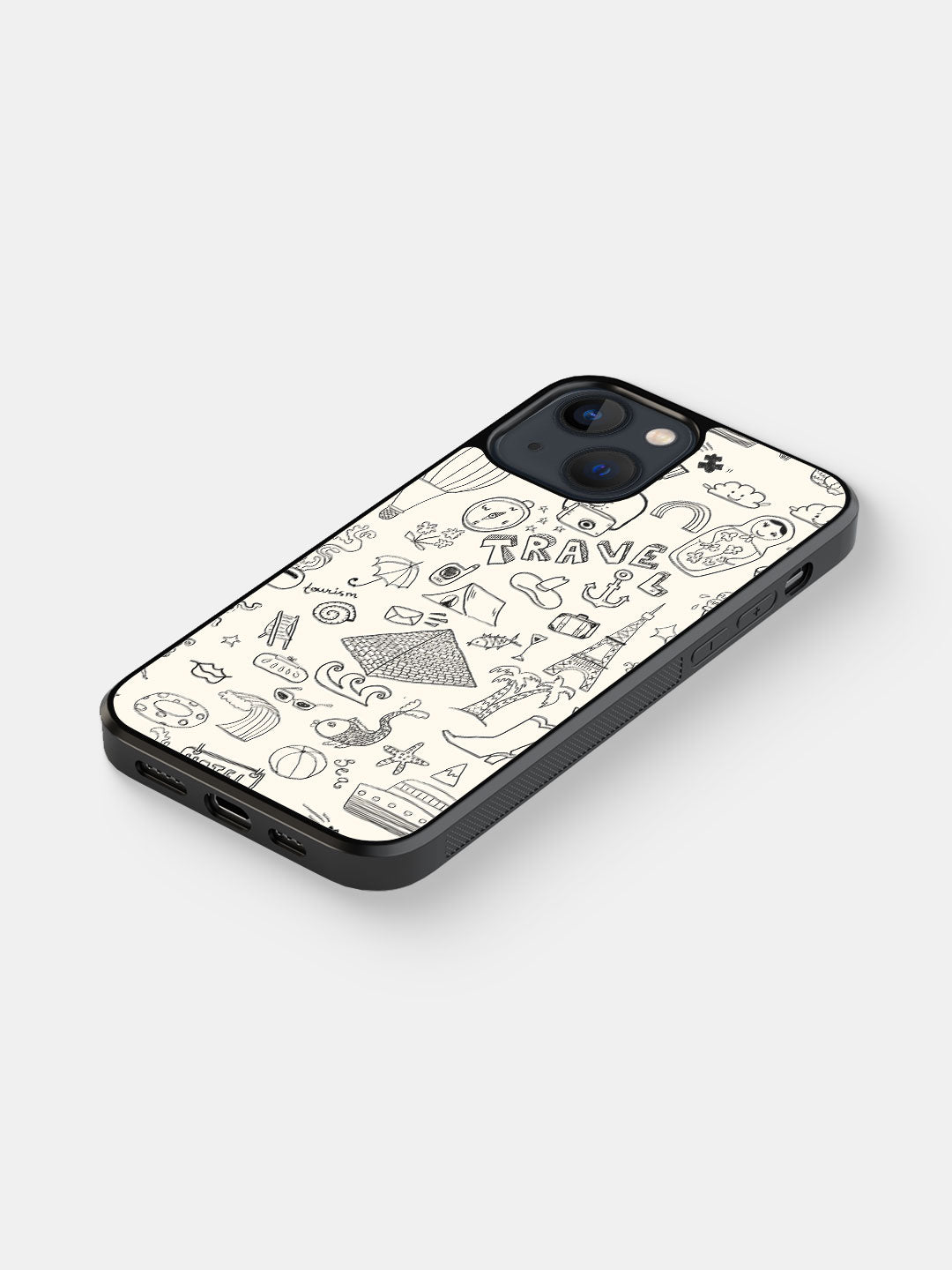 Travel Doodle White - iPhone 13 Mini Cover