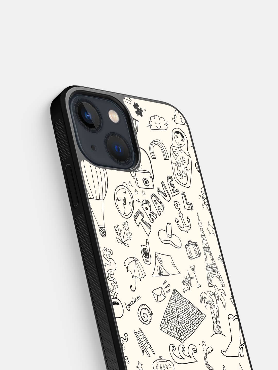 Travel Doodle White - iPhone 13 Mini Cover