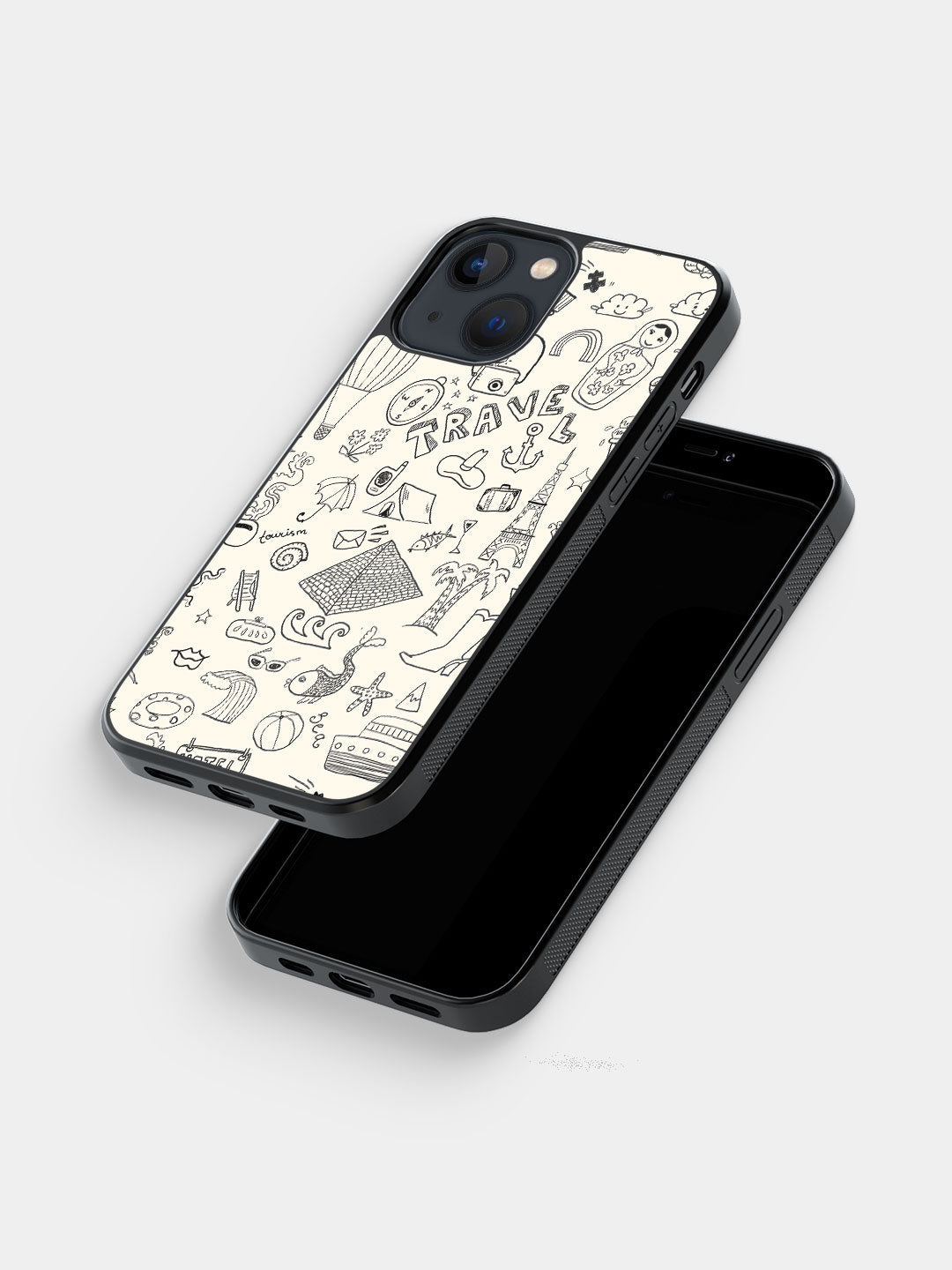 Travel Doodle White - iPhone 13 Mini Cover