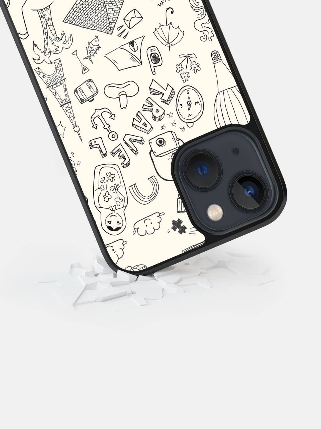Travel Doodle White - iPhone 13 Mini Cover