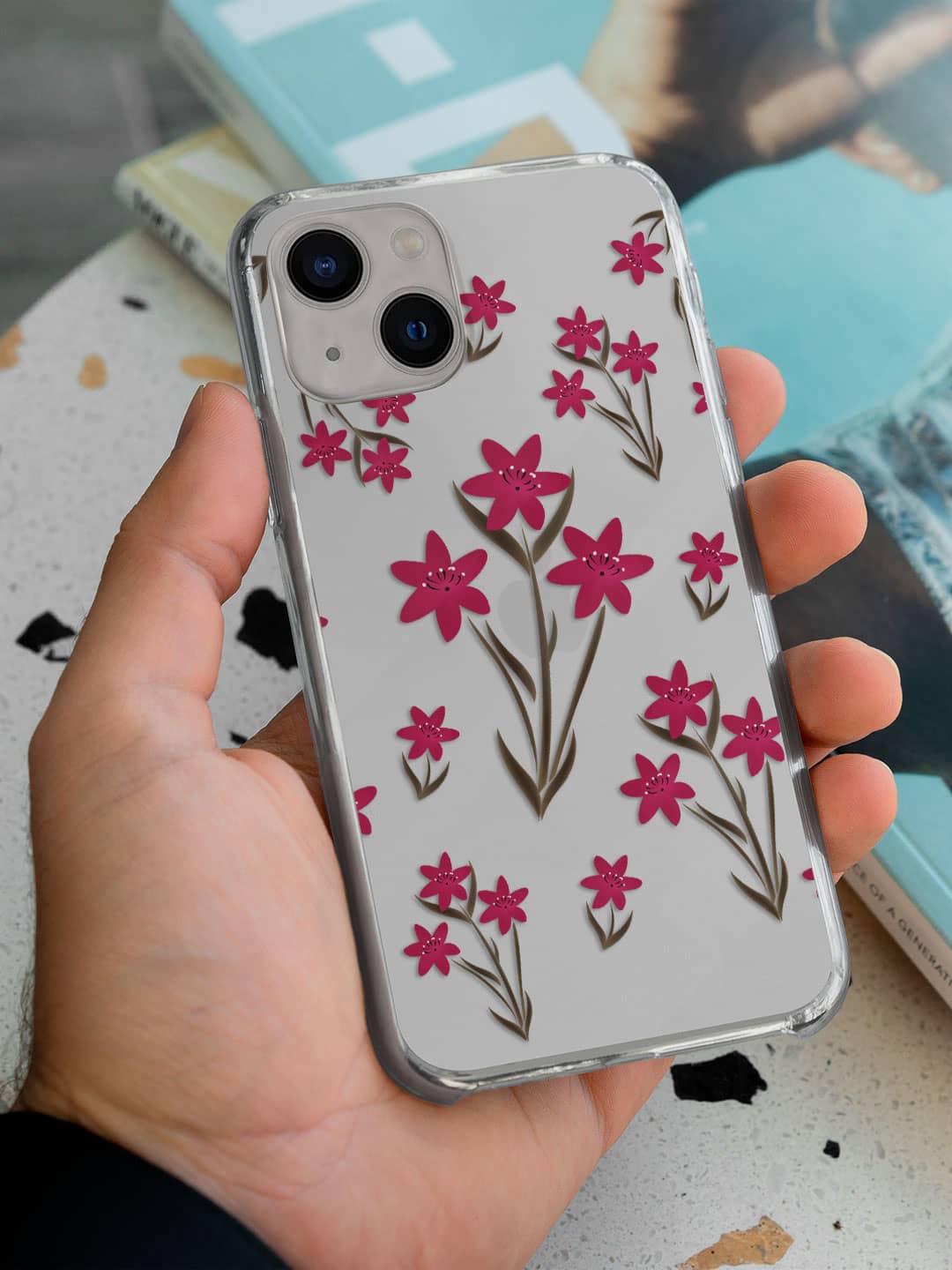 SK Zephyr Pink Lily - iPhone 13 Mini Clear Cover