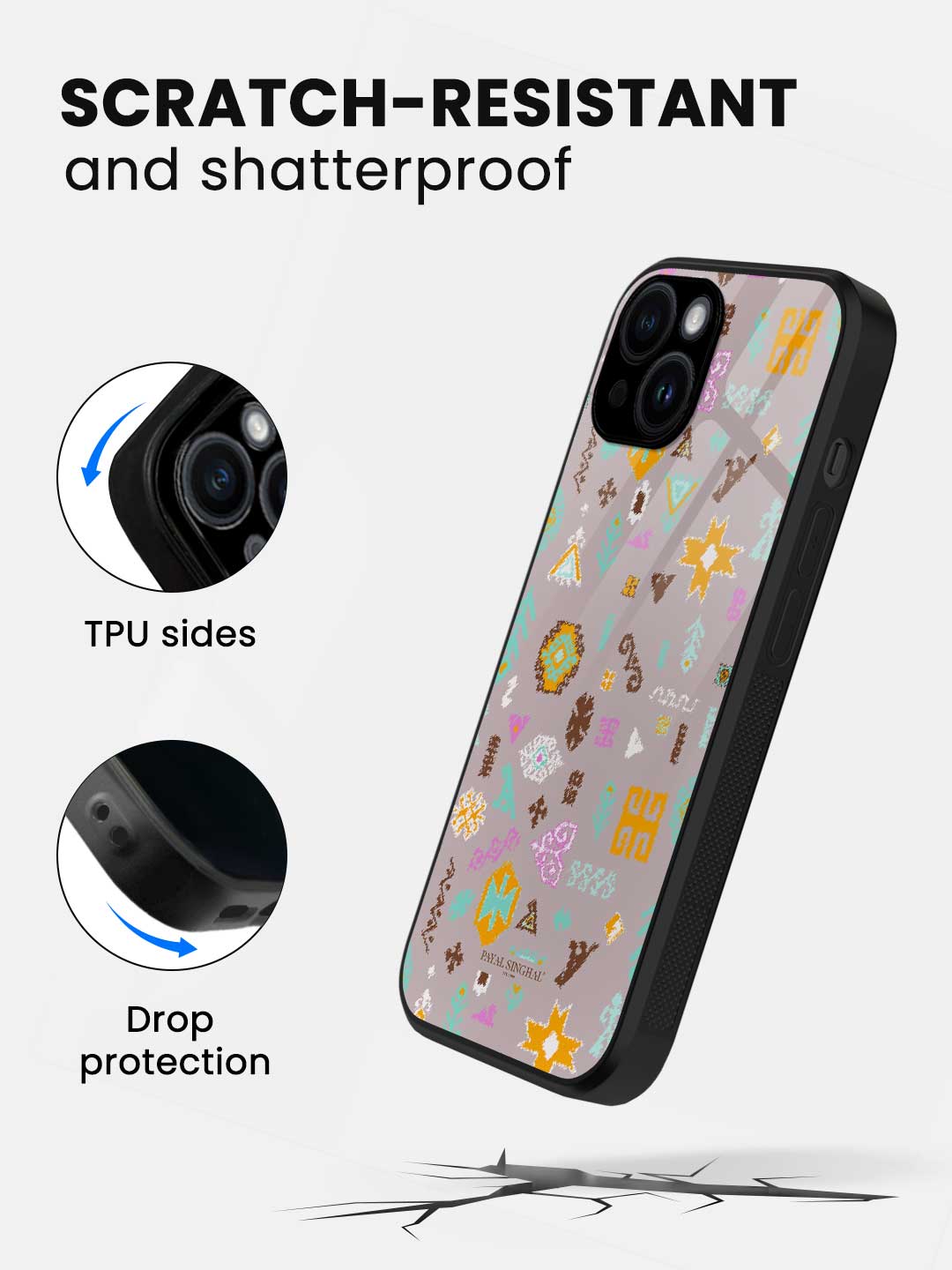 Payal Singhal Bandhani Kilim Lavender Orange - iPhone 13 Mini Glass Cover