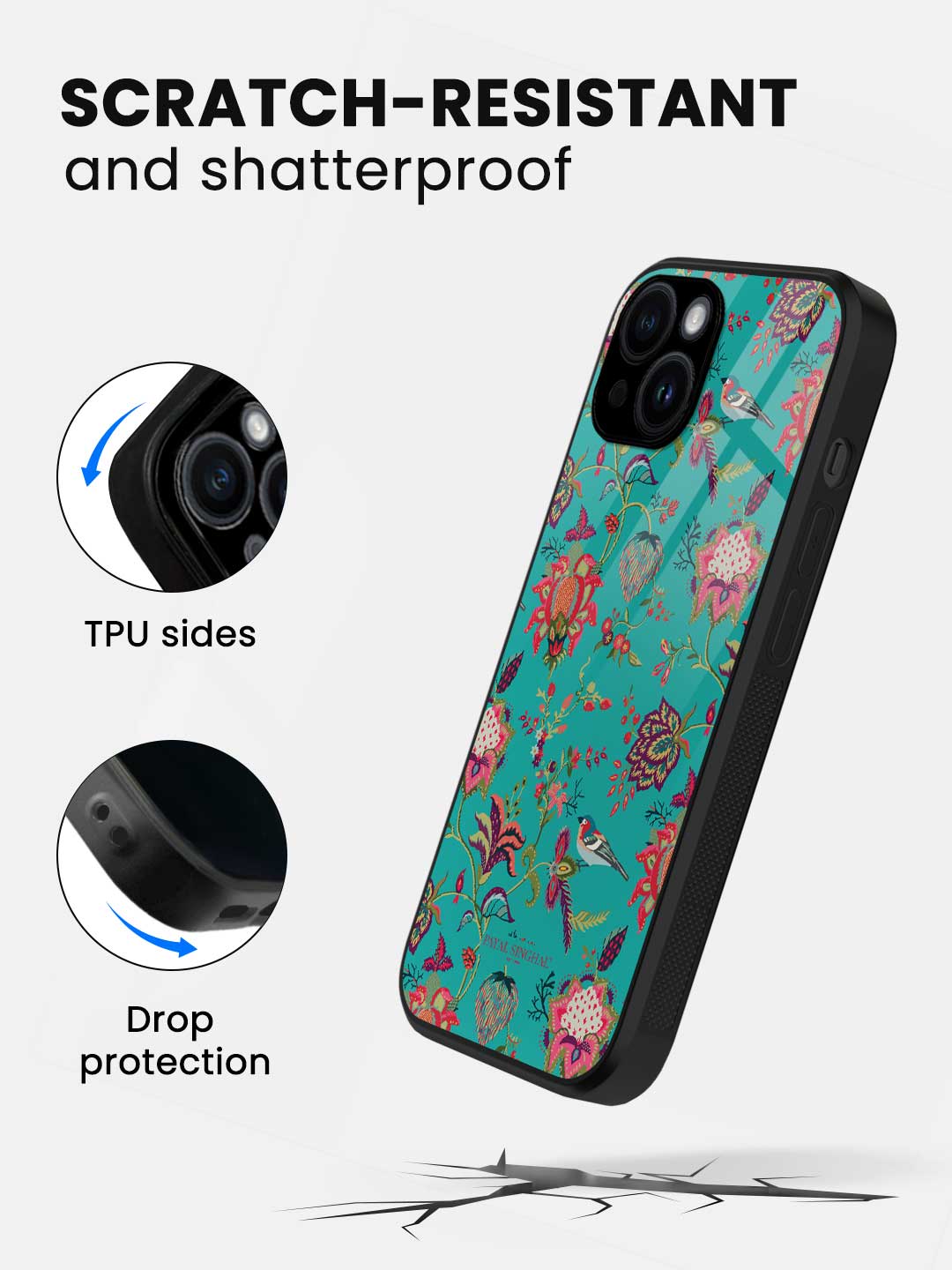 Payal Singhal Chidiya Teal - iPhone 13 Mini Glass Cover