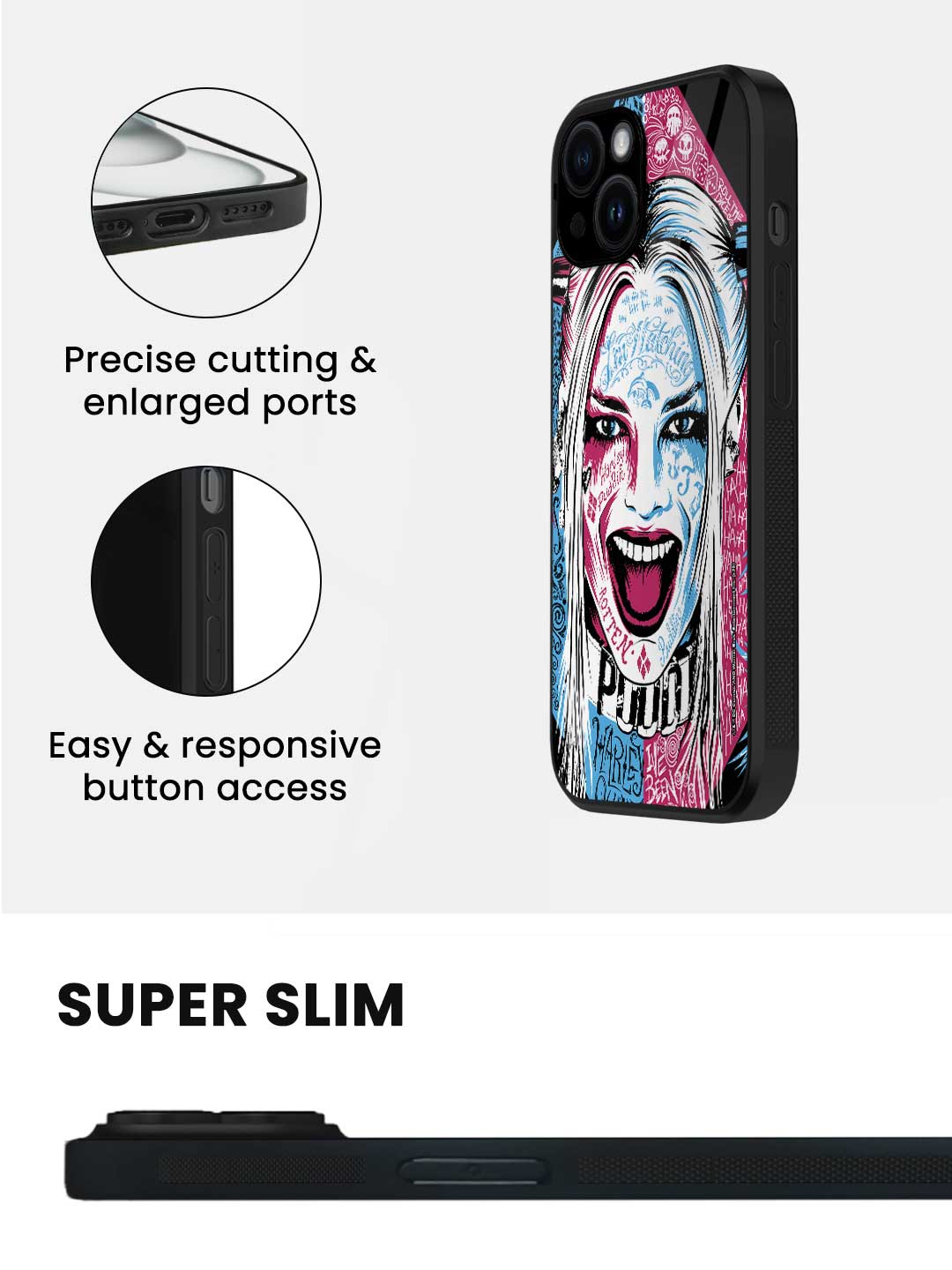 Wicked Harley Quinn - iPhone 13 Mini Glass Cover