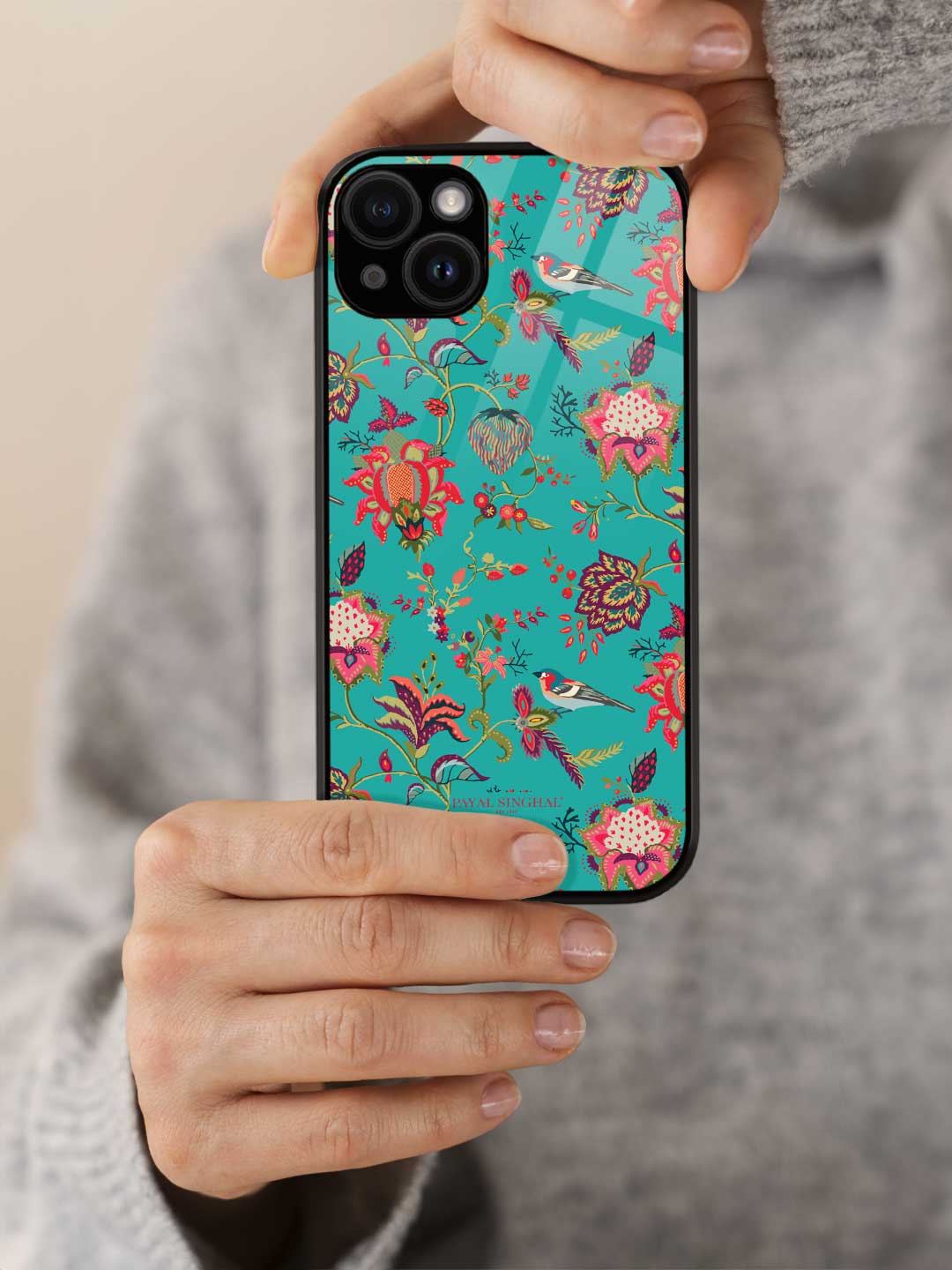 Payal Singhal Chidiya Teal - iPhone 13 Mini Glass Cover