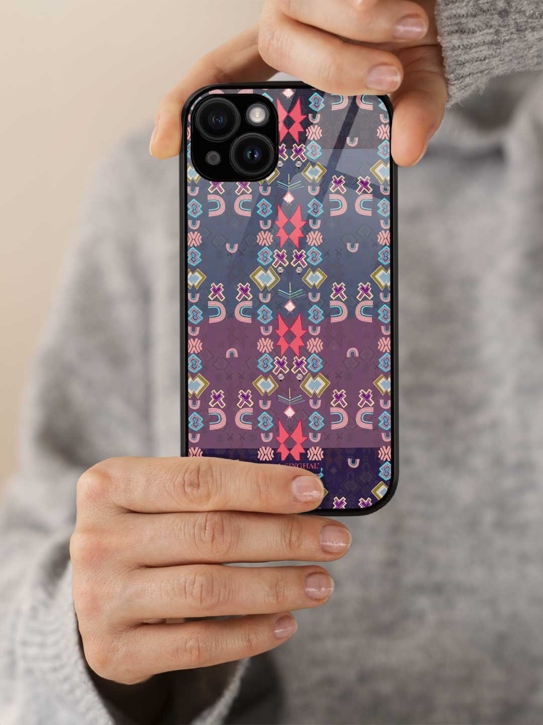 Payal Singhal Ikat Star Purple Small - iPhone 13 Mini Glass Cover