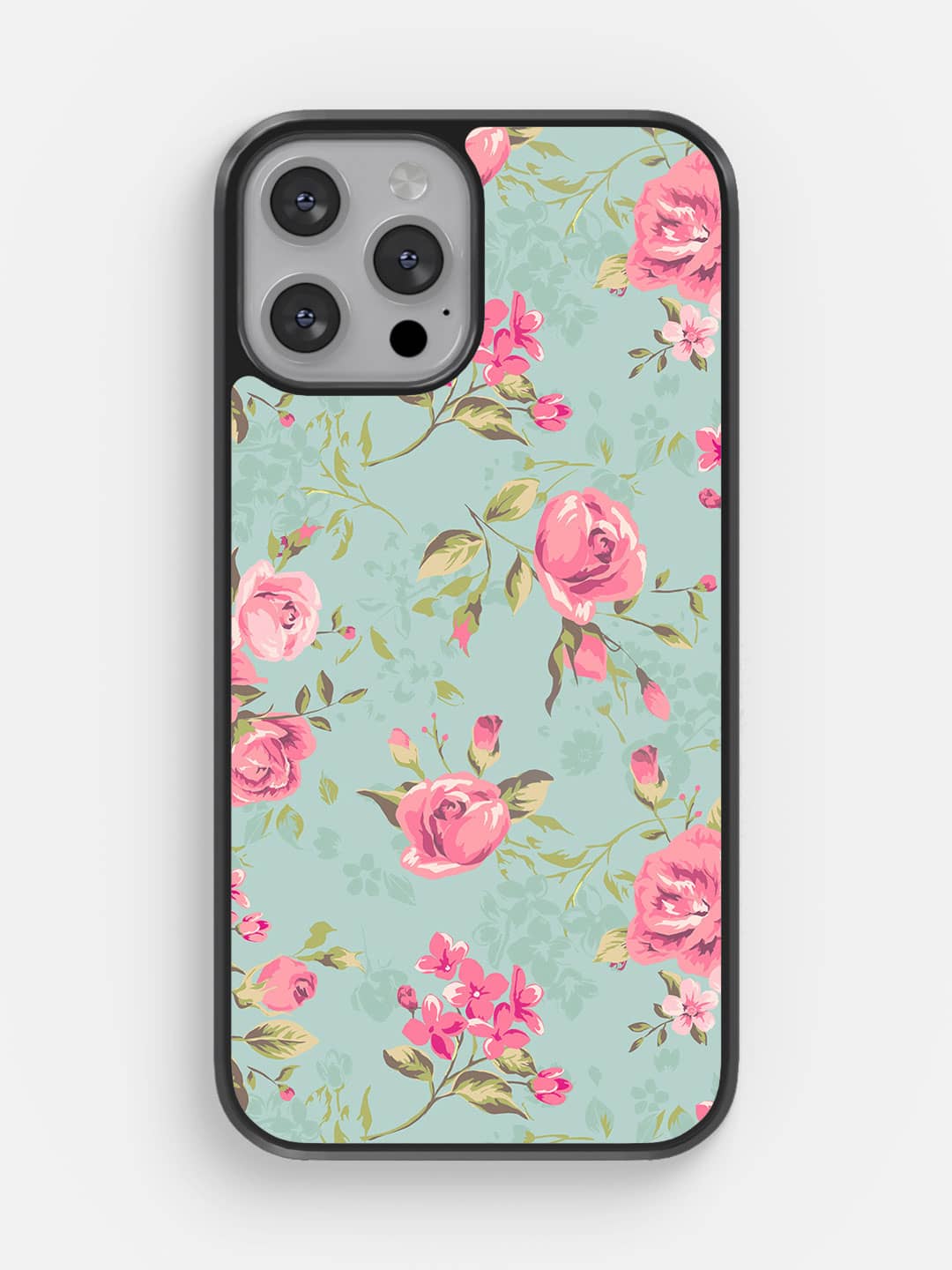 Teal Pink Flowers - iPhone 13 Pro Cover