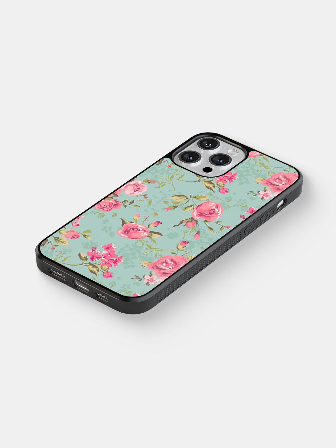 Teal Pink Flowers - iPhone 13 Pro Cover