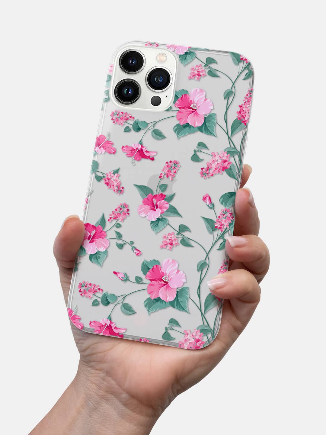 SK Hibiscus Blush - iPhone 13 Pro Clear Cover