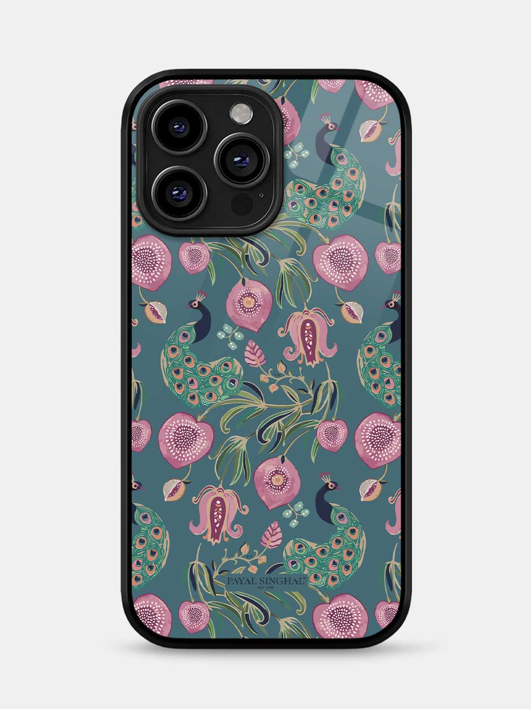 Payal Singhal Anaar and Mor Blue - iPhone 13 Pro Glass Cover