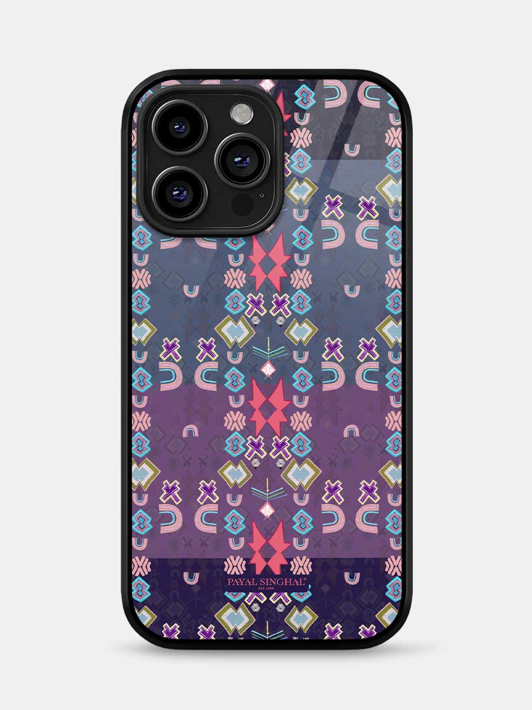 Payal Singhal Ikat Star Purple Small - iPhone 13 Pro Glass Cover
