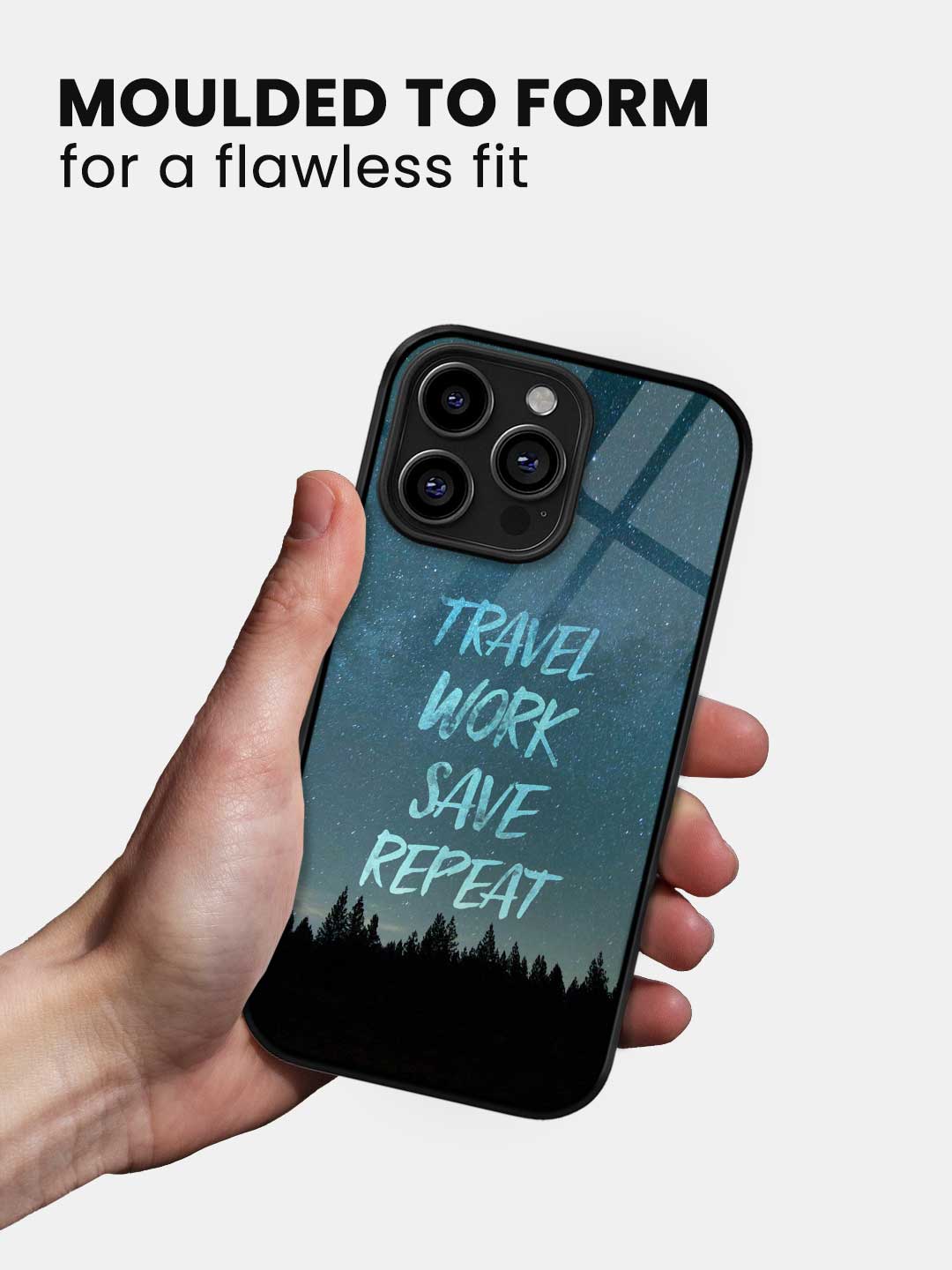 Travel Work Save Repeat - iPhone 13 Pro Glass Cover