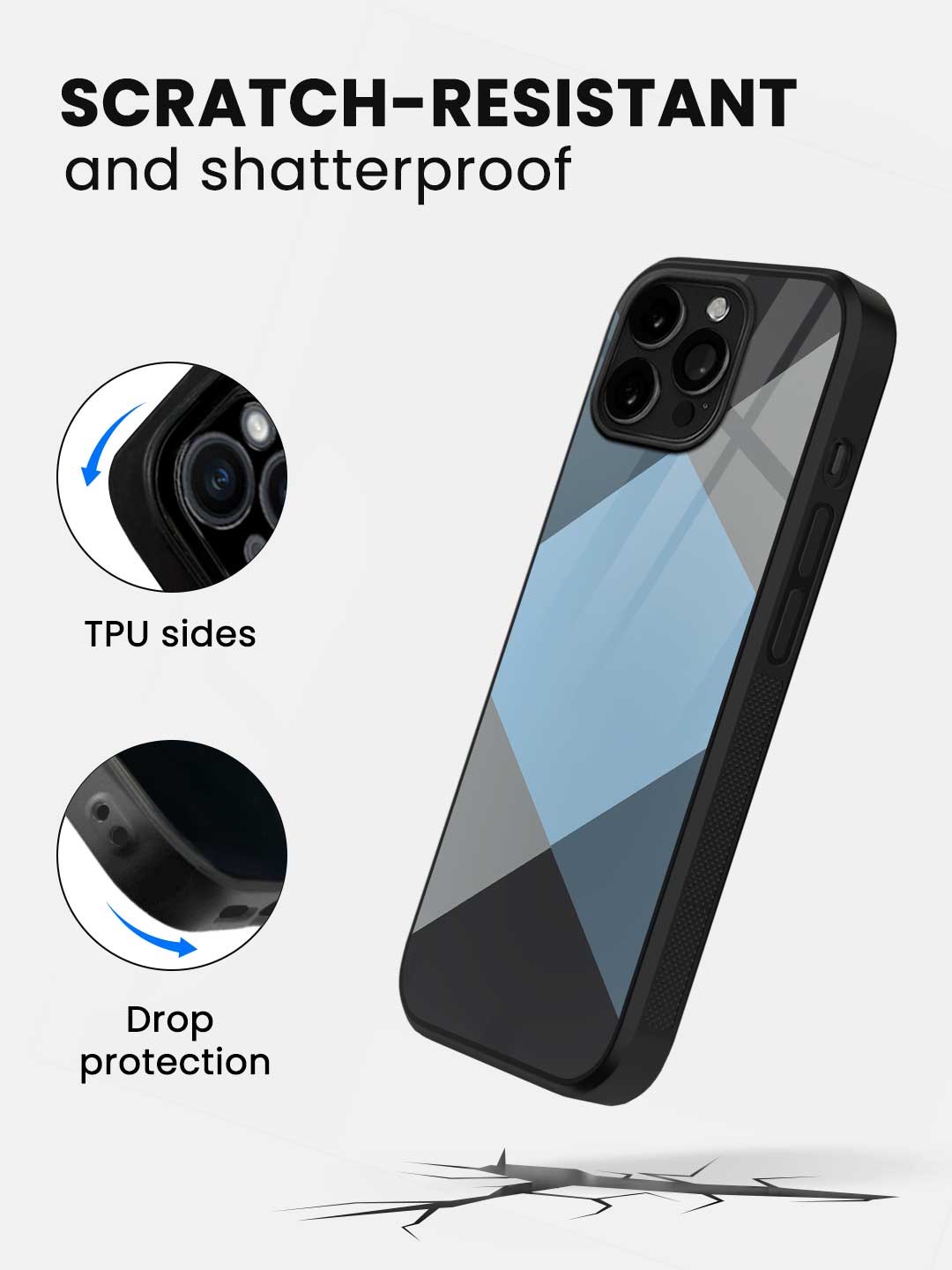 Criss Cross Blue - iPhone 13 Pro Glass Cover
