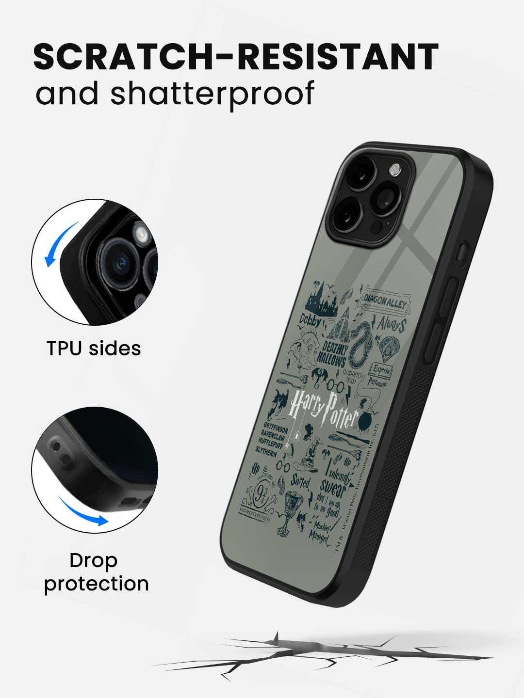 Harry Potter Infographic Grey - iPhone 13 Pro Glass Cover