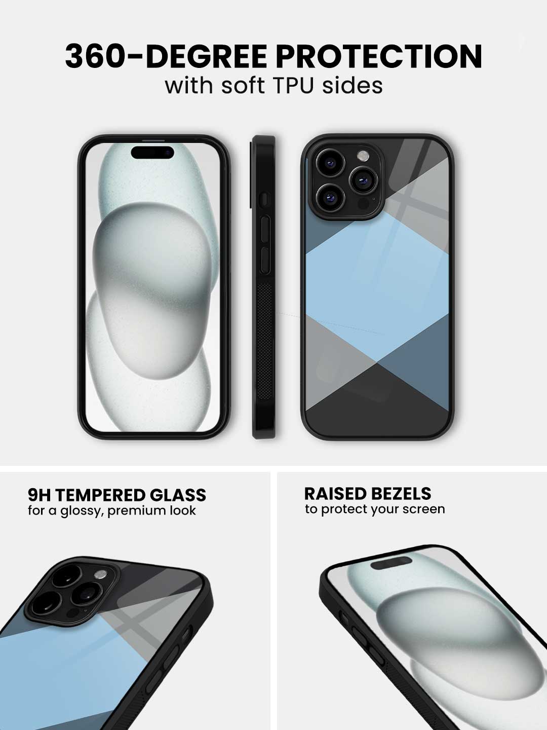 Criss Cross Blue - iPhone 13 Pro Glass Cover
