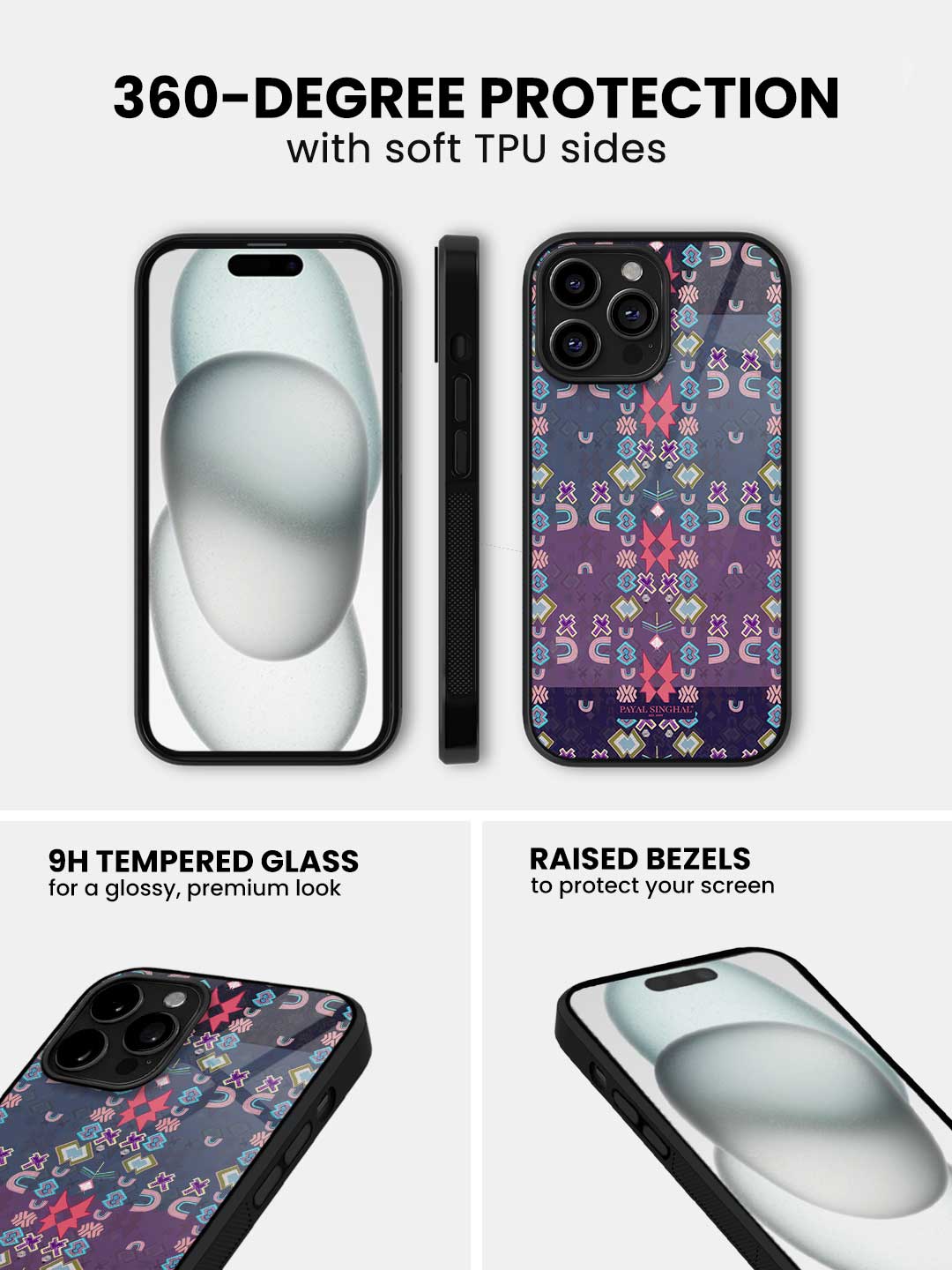 Payal Singhal Ikat Star Purple Small - iPhone 13 Pro Glass Cover