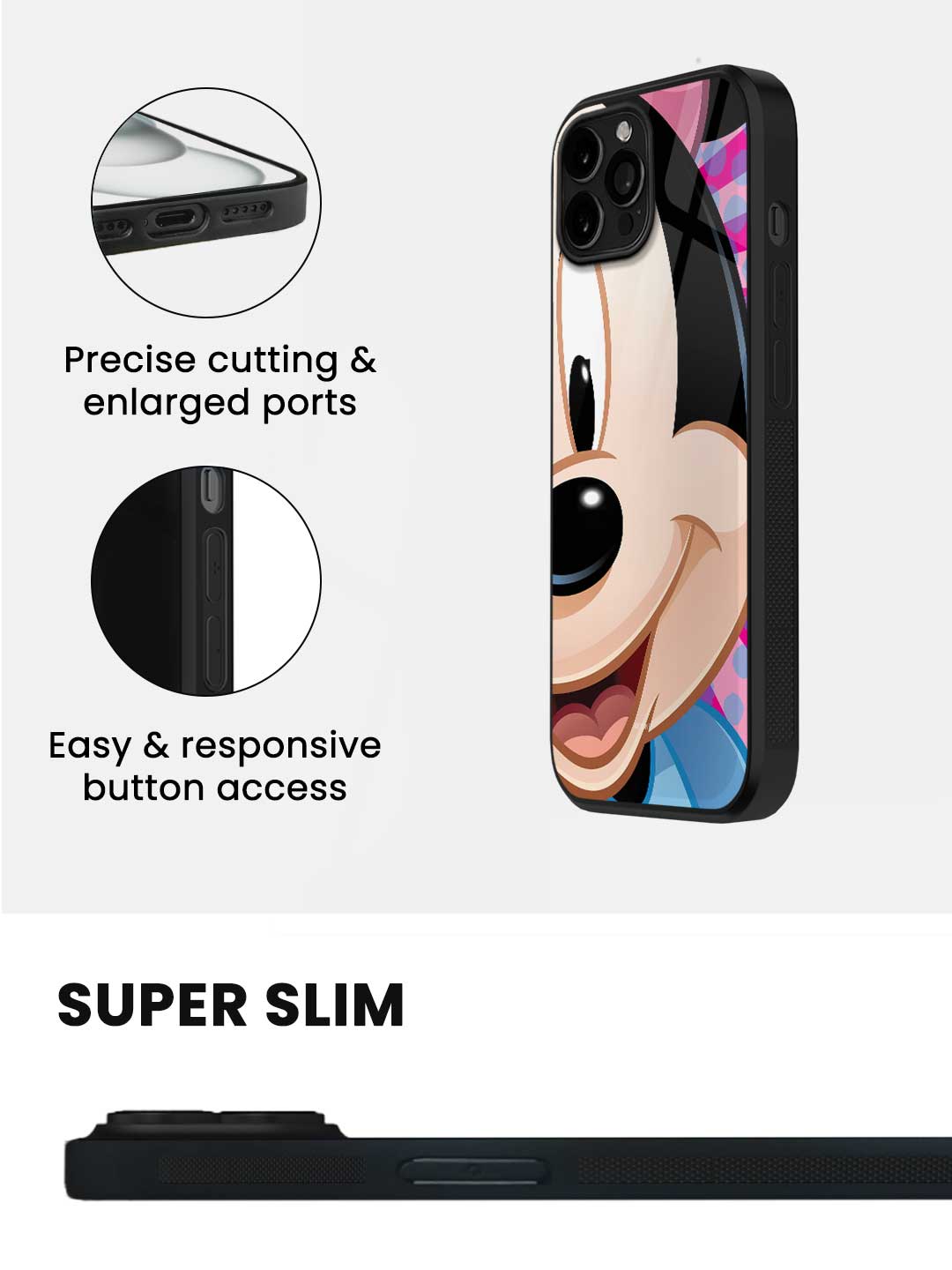 Zoom Up Minnie - iPhone 13 Pro Glass Cover