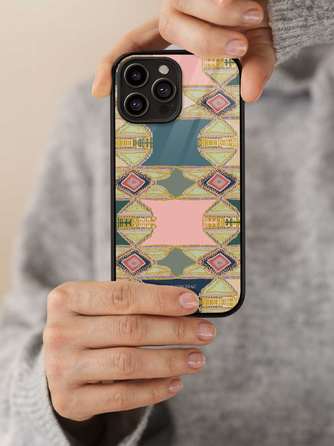 Payal Singhal Aztec Green - iPhone 13 Pro Glass Cover