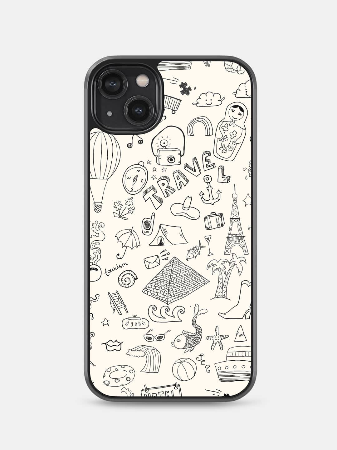 Travel Doodle White - iPhone 14 Plus Bumper Cover