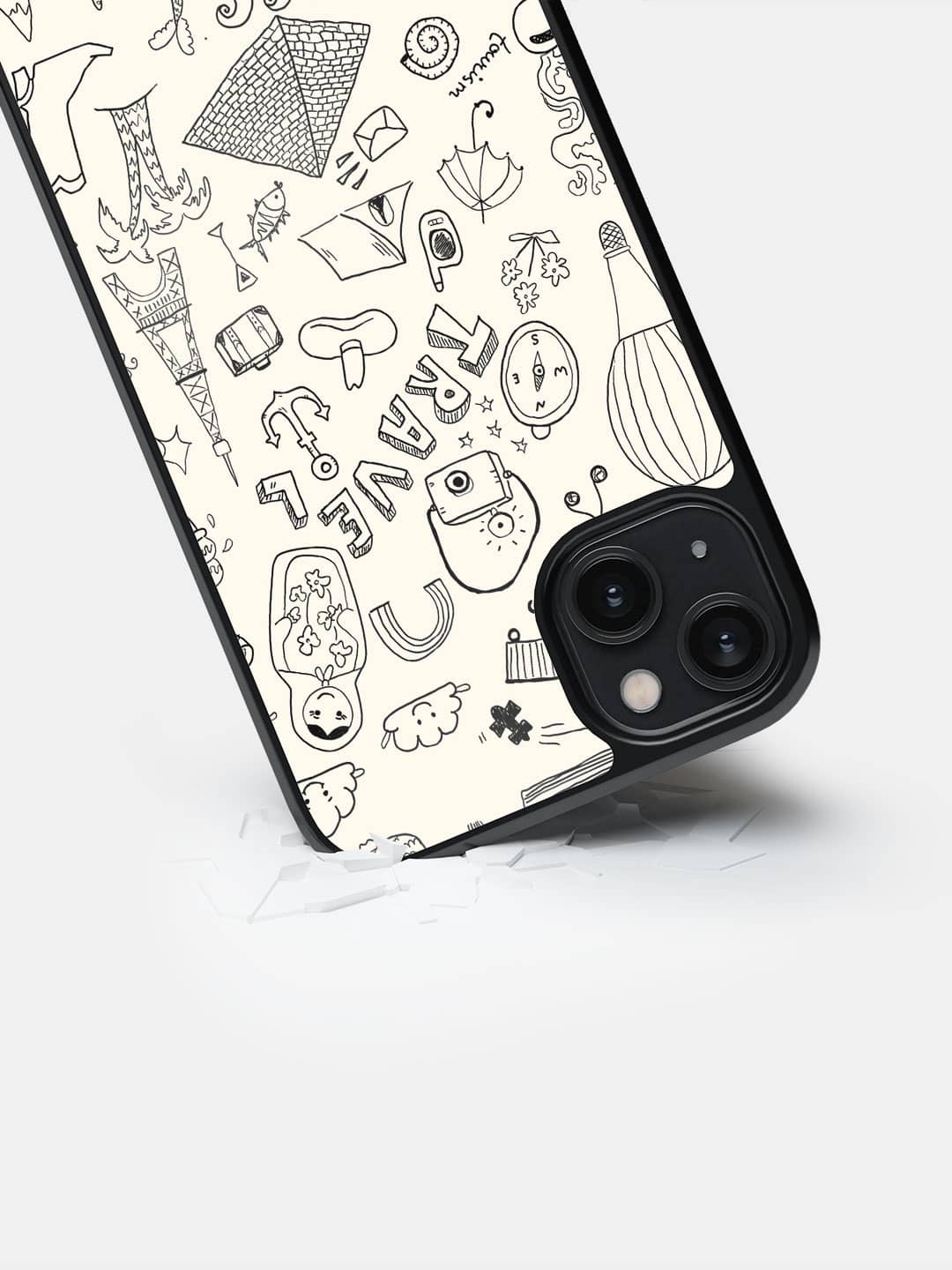 Travel Doodle White - iPhone 14 Plus Bumper Cover