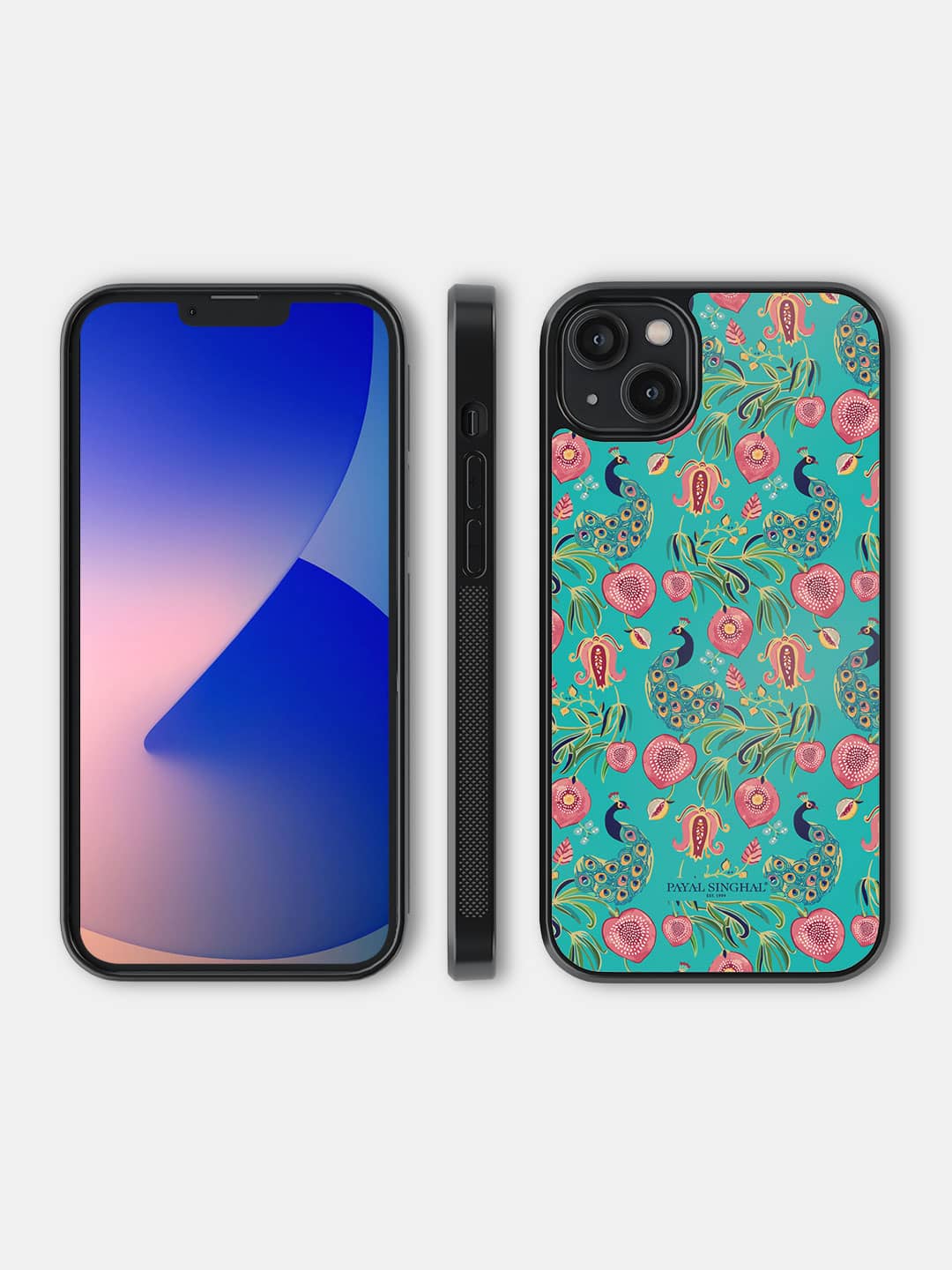 Payal Singhal Anaar and Mor Teal - iPhone 14 Plus Cover