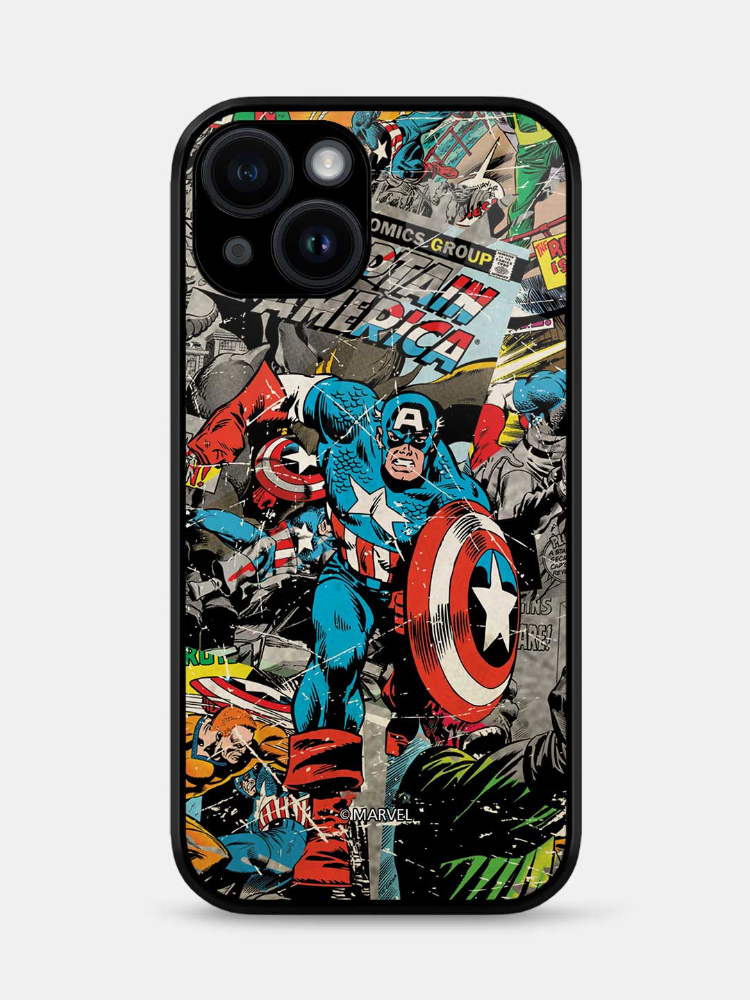 Comic Captain America - iPhone 15 Plus Glass Cover