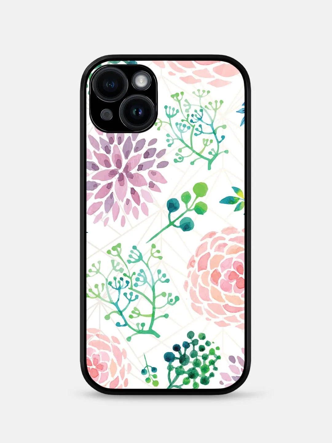 Ferns and Flowers - iPhone 15 Plus Cover - Glass