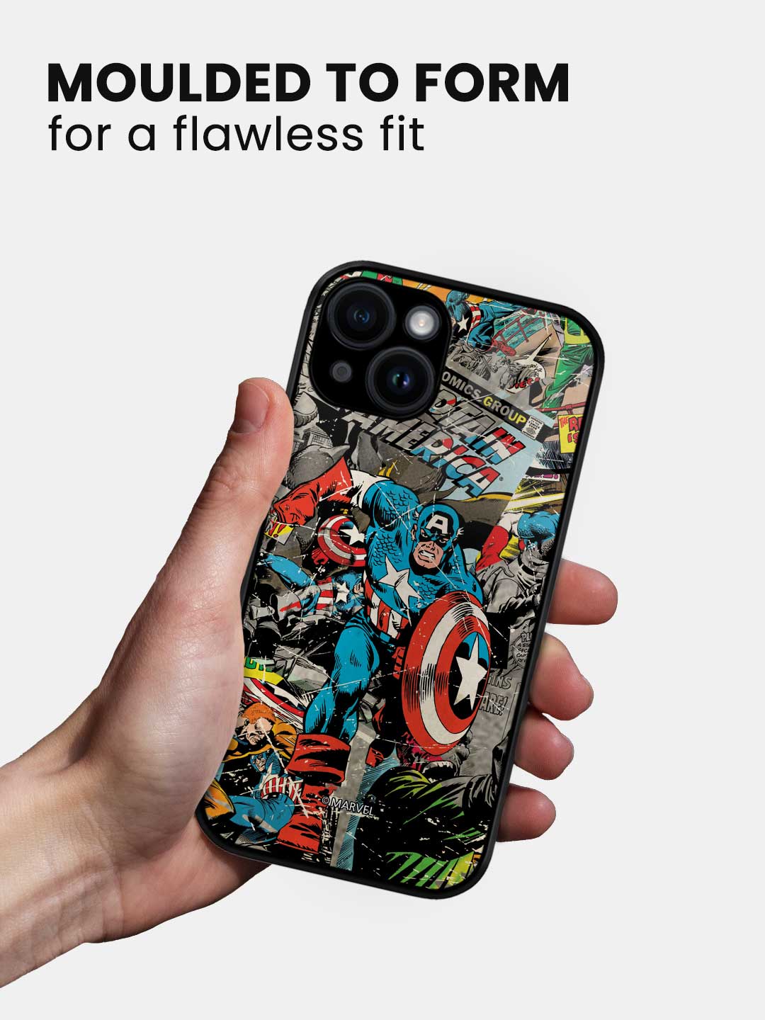 Comic Captain America - iPhone 15 Plus Glass Cover