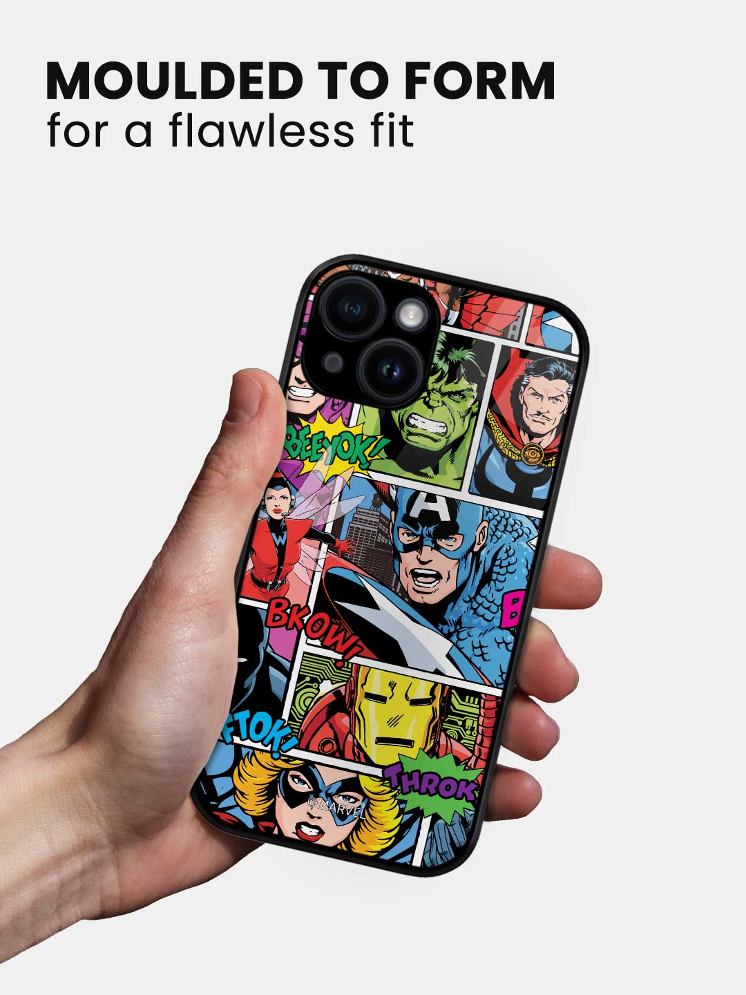 Comic Superheroes Mashup - iPhone 15 Plus Glass Cover