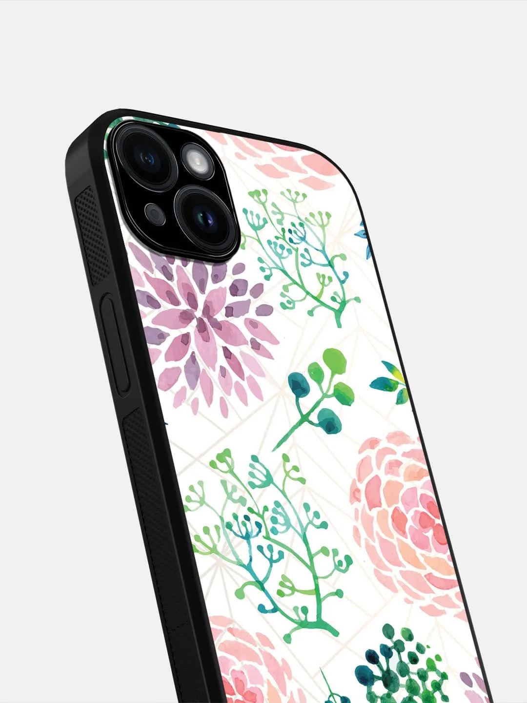 Ferns and Flowers - iPhone 15 Plus Cover - Glass