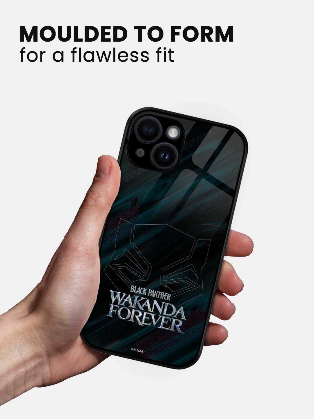 Wakanda Forever Logo Grey - iPhone 15 Plus Glass Cover