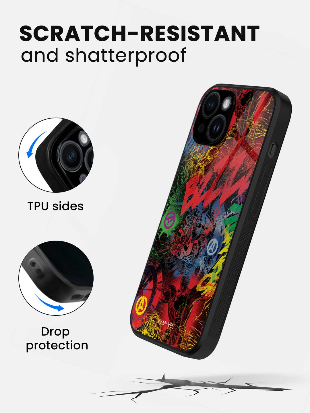 Avengers Grafitti - iPhone 15 Plus Glass Cover
